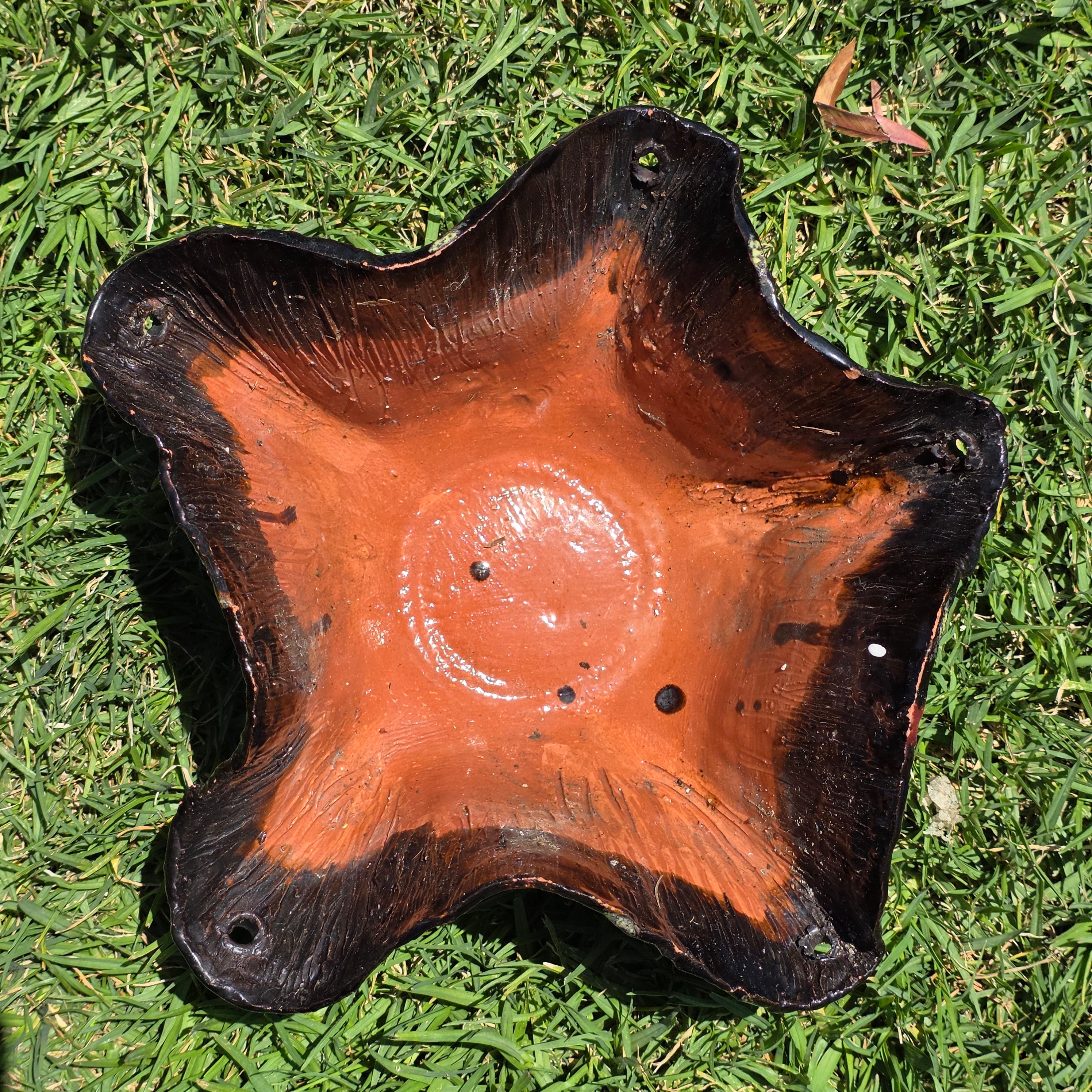 Vintage 1975 Signed Maggie Studio Pottery Hanging Planter Star Bowl Boho 70s 12"