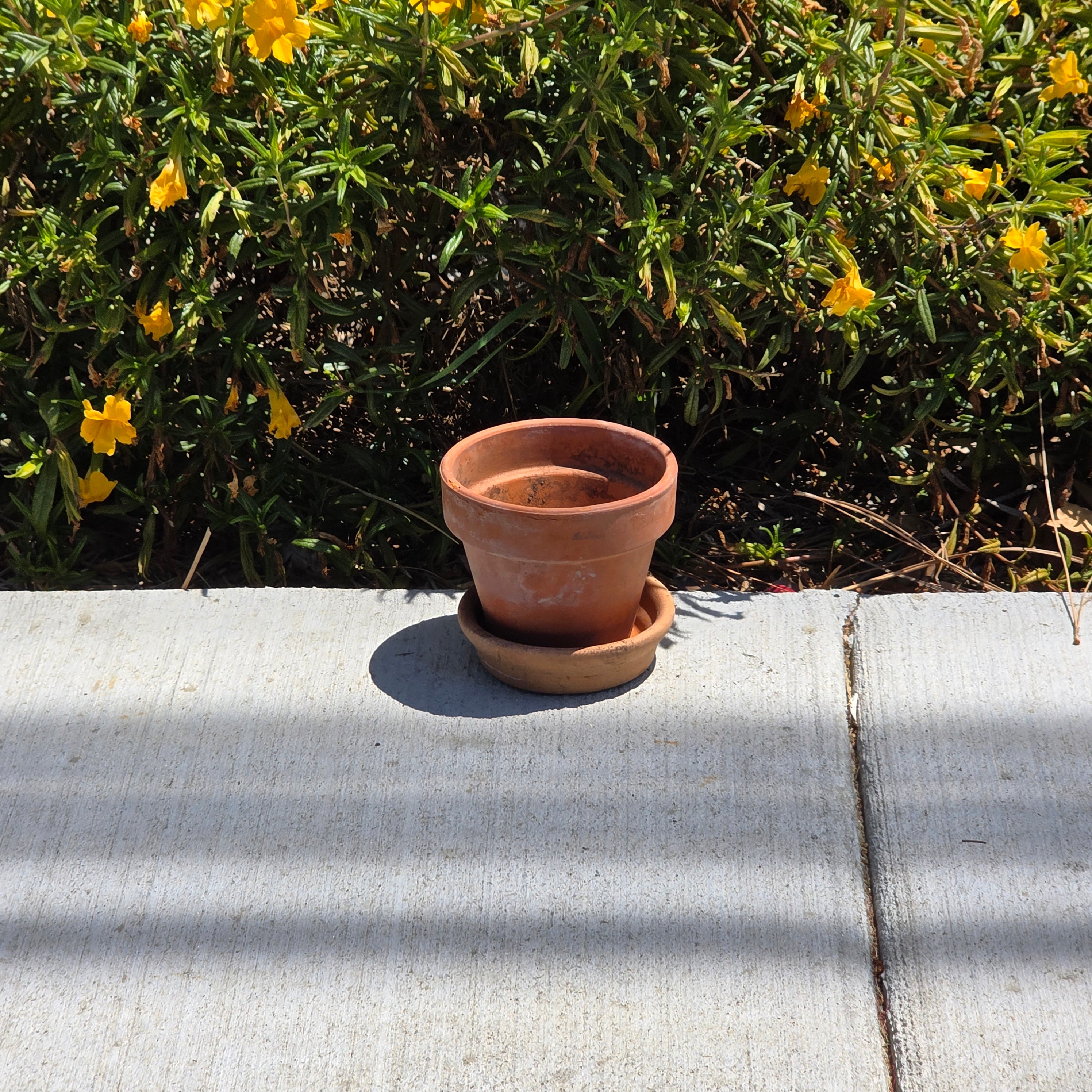 Vintage Italian Terracotta Planter Pot Glazed Saucer Set Made In Italy 4.5" Small