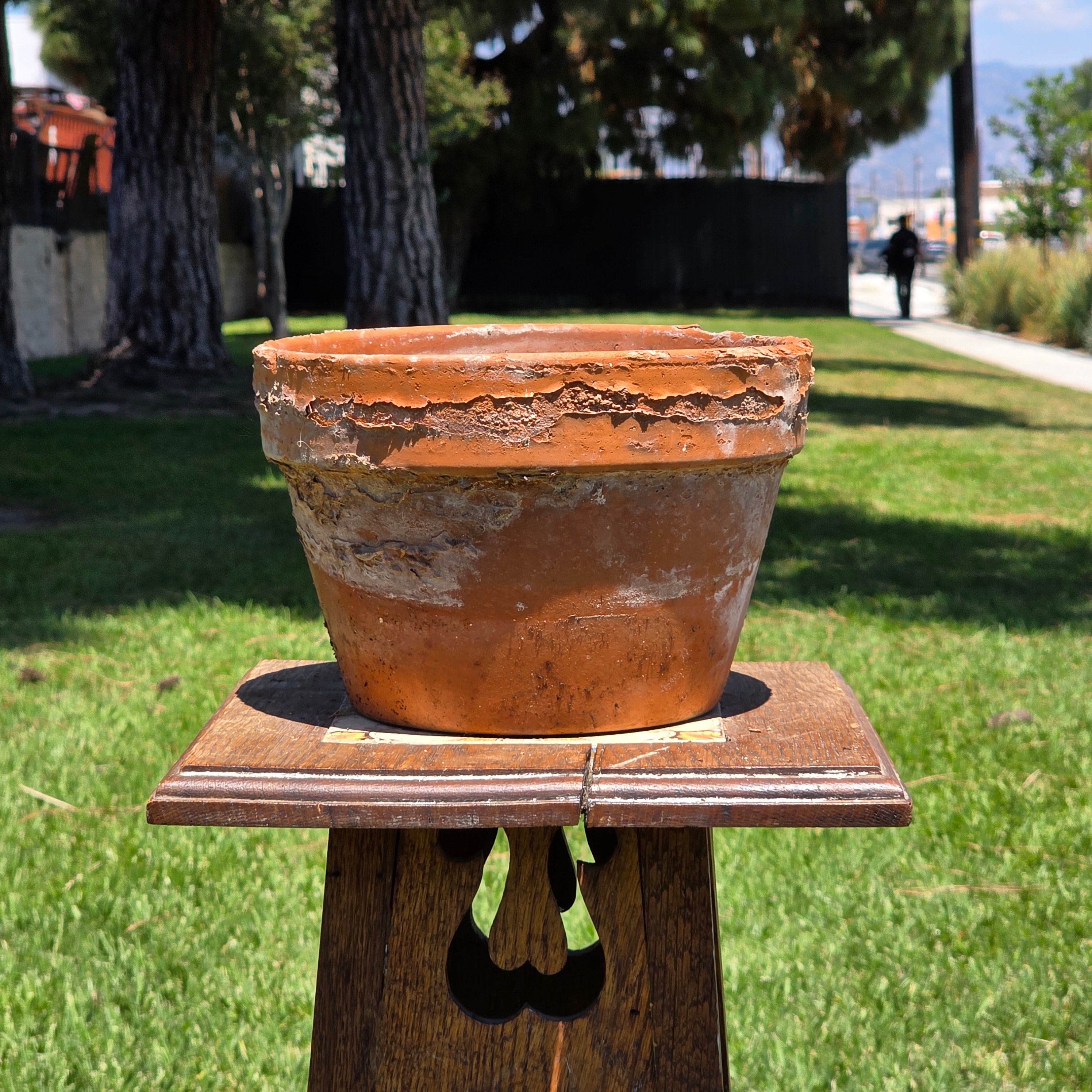 Vintage Aged Terracotta Planter Pot Rustic Crusty Patina Garden 8.5" Heavy