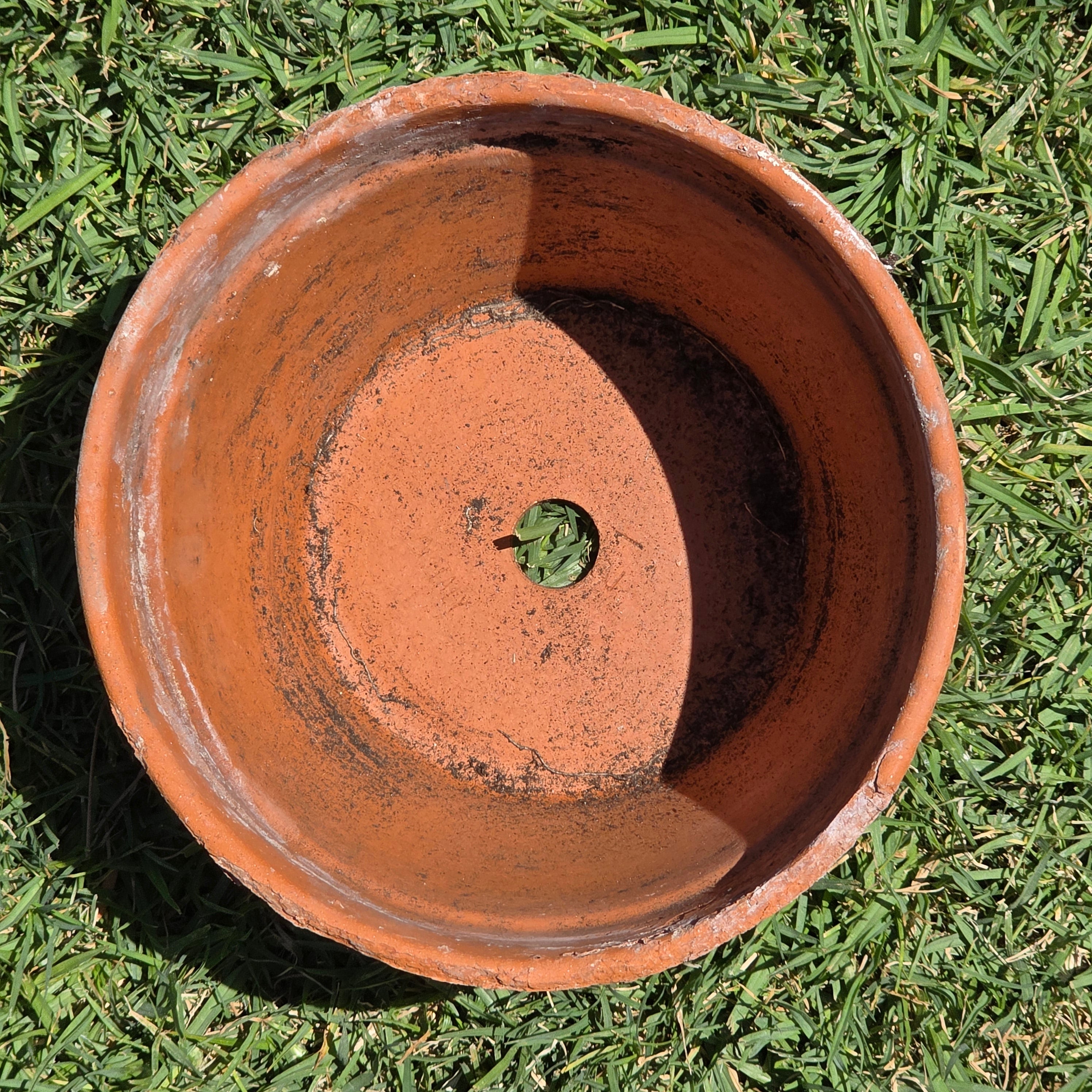 Vintage Aged Terracotta Planter Pot Rustic Crusty Patina Garden 8.5" Heavy