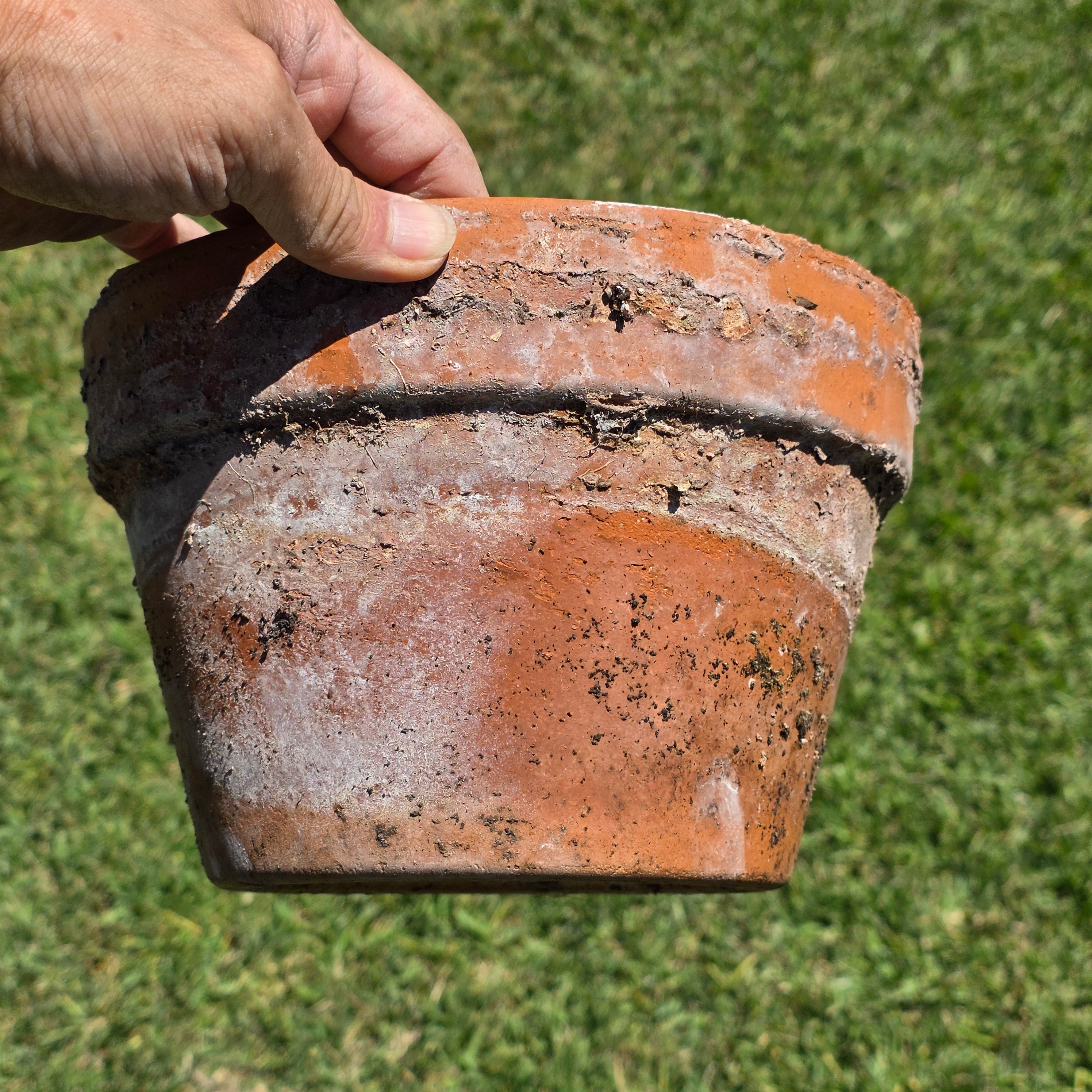 Vintage Aged Terracotta Planter Pot Rustic Crusty Patina Garden 8.5" Heavy