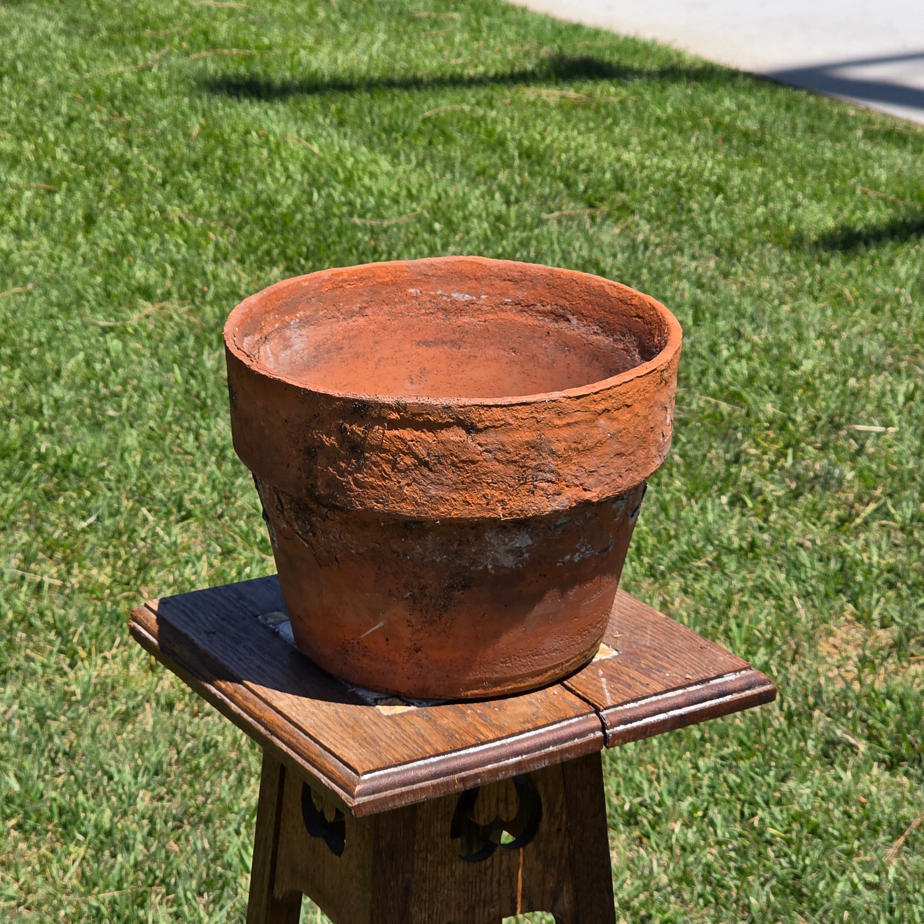 Vintage Terracotta Planter Pot Aged Weathered Earthy Patina 10" Heavy 6lb