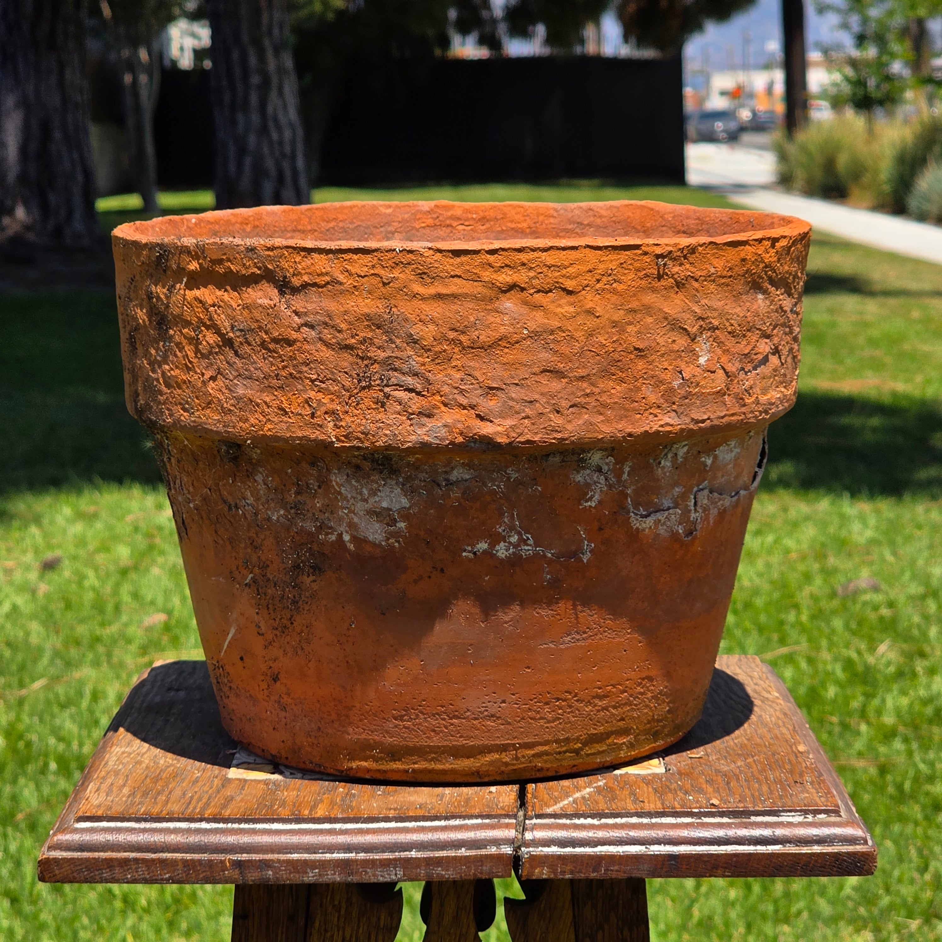 Vintage Terracotta Planter Pot Aged Weathered Earthy Patina 10" Heavy 6lb
