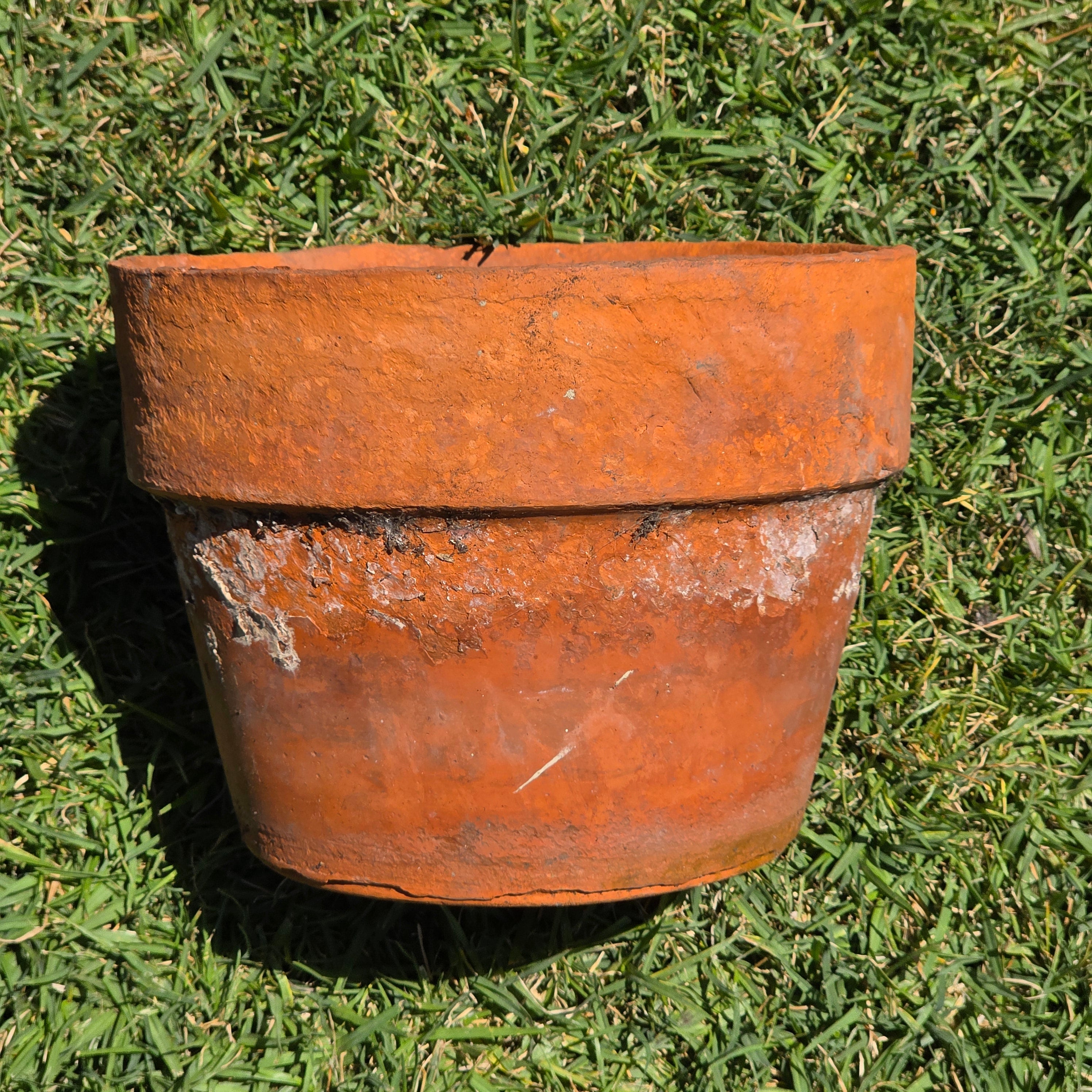 Vintage Terracotta Planter Pot Aged Weathered Earthy Patina 10" Heavy 6lb