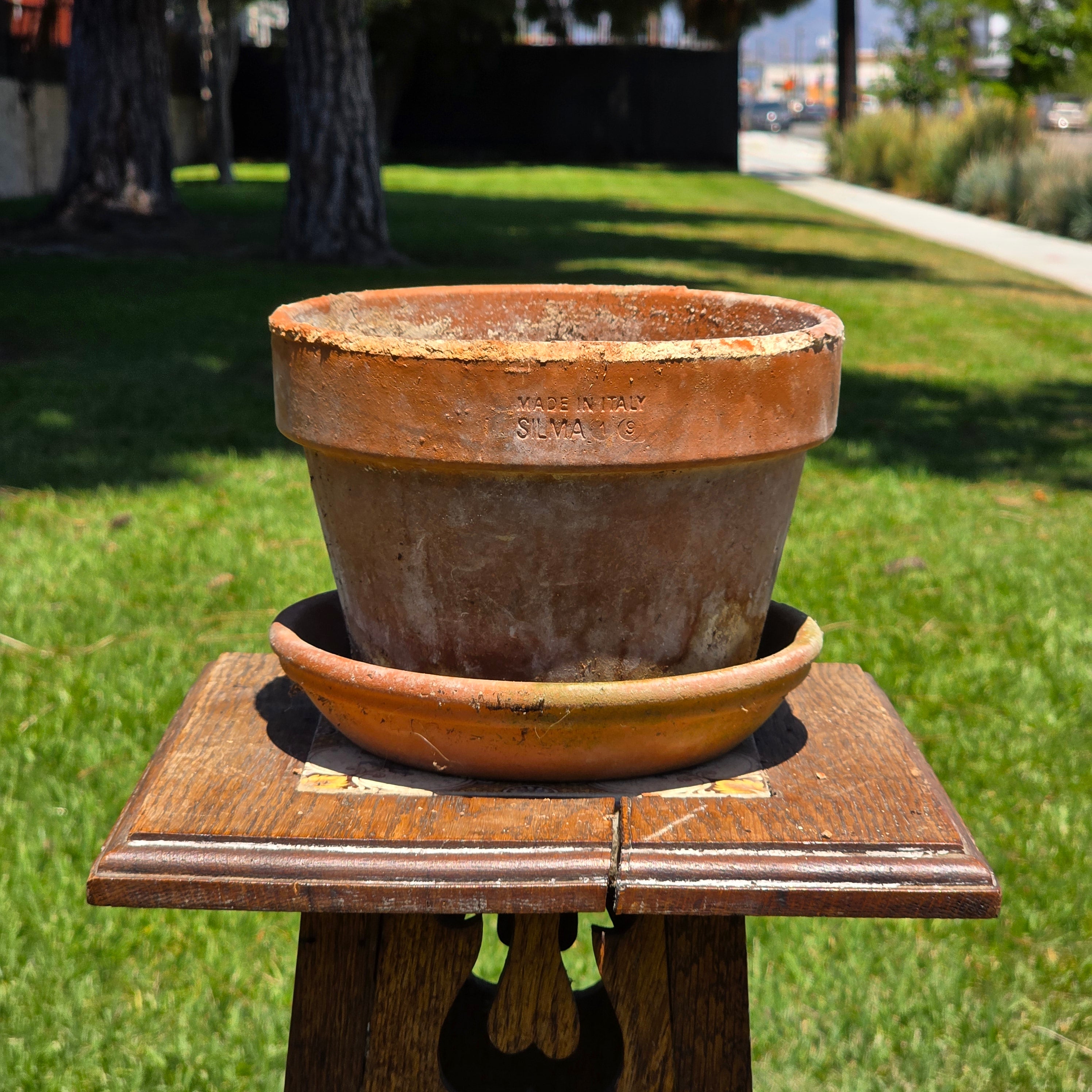 Vintage SILMA Italy Terracotta Planter Pot Saucer Set Made In Italy 7.75"
