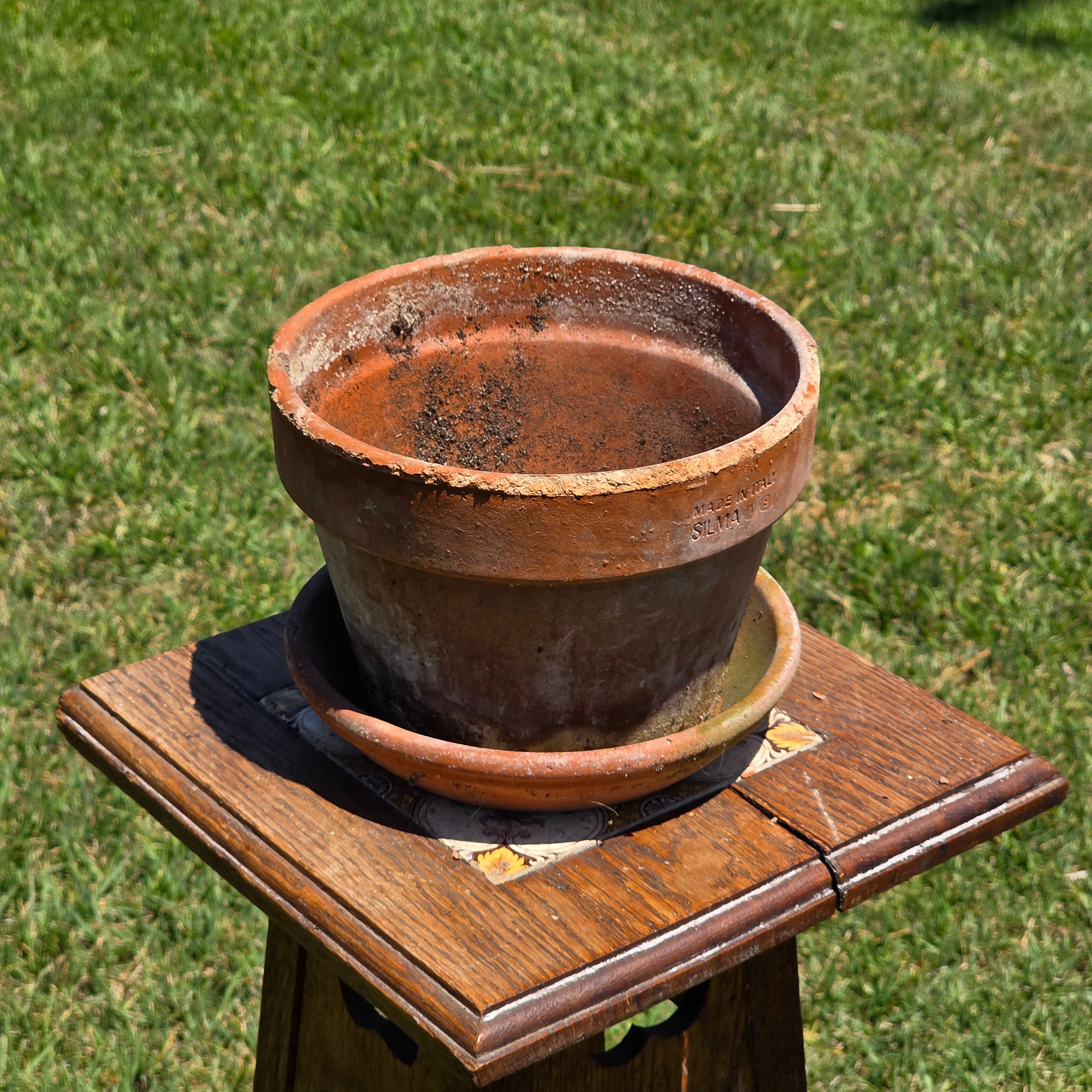 Vintage SILMA Italy Terracotta Planter Pot Saucer Set Made In Italy 7.75"