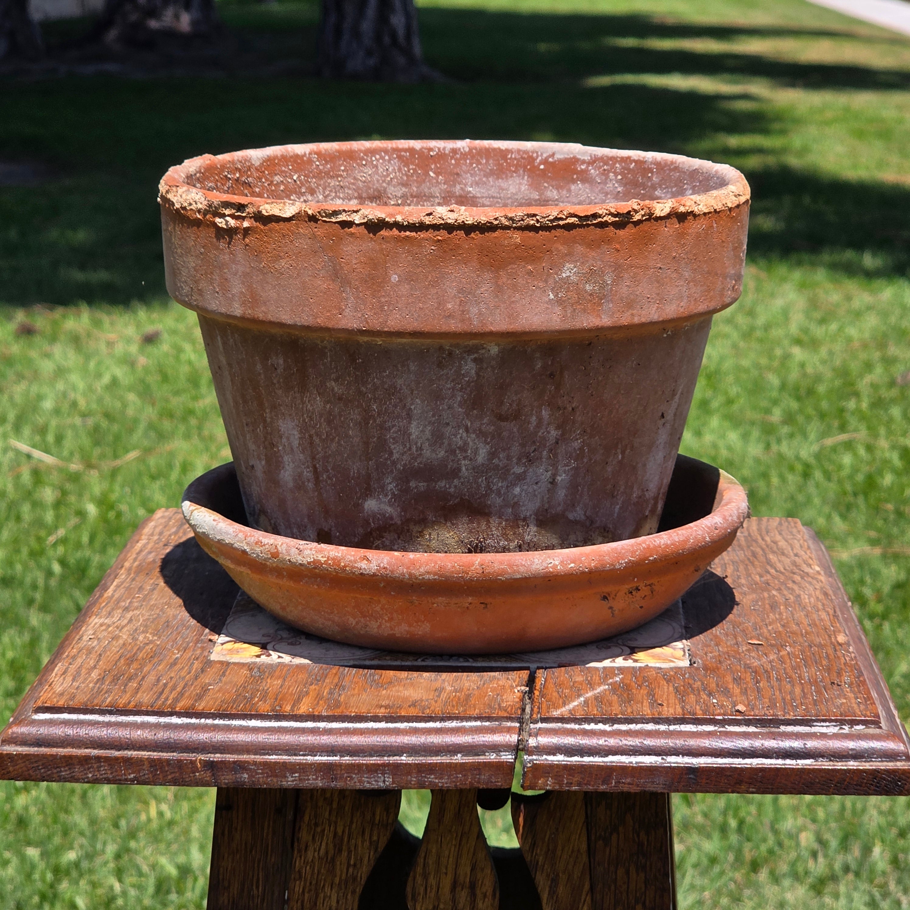 Vintage SILMA Italy Terracotta Planter Pot Saucer Set Made In Italy 7.75"