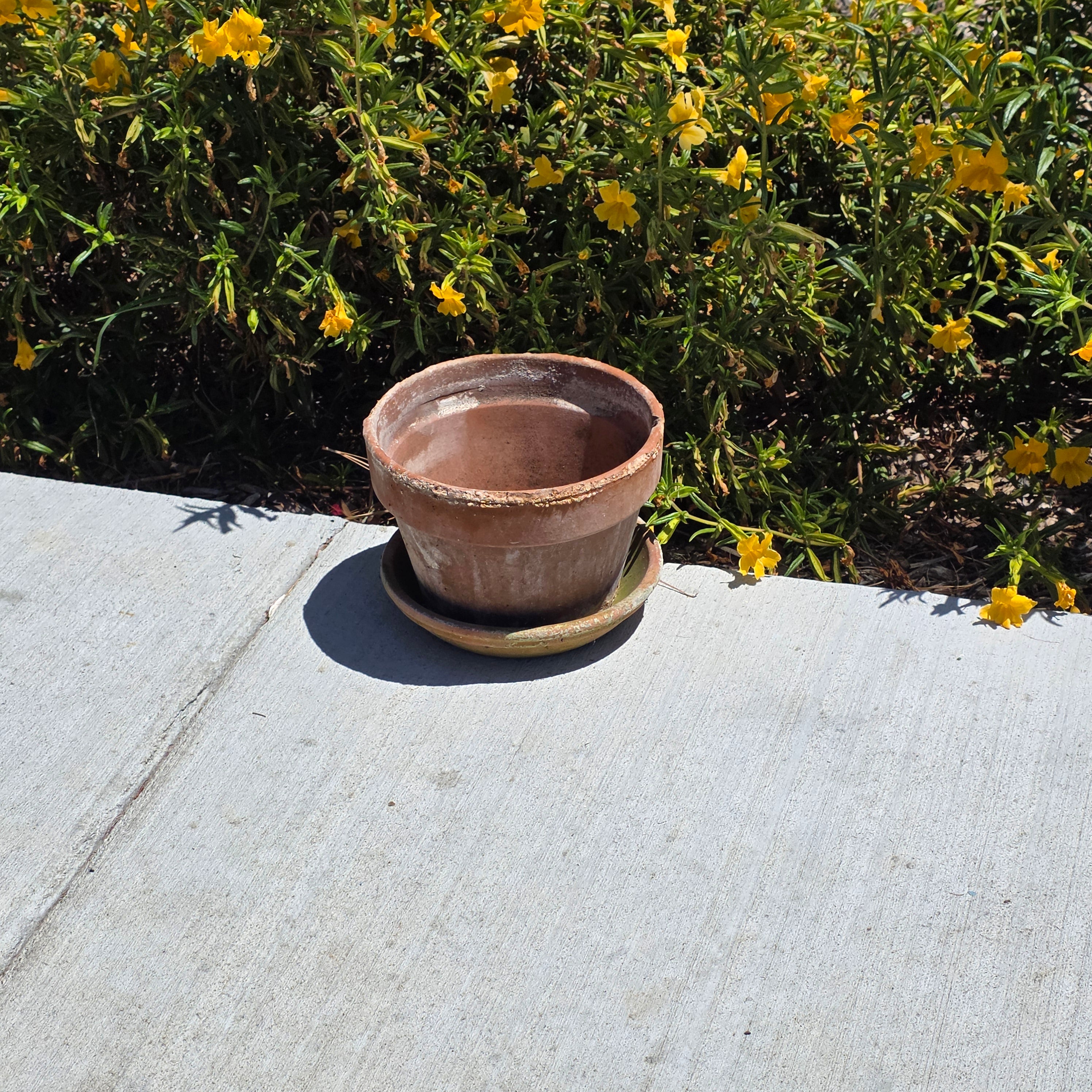 Vintage SILMA Italy Terracotta Planter Pot Saucer Set Made In Italy 7.75"