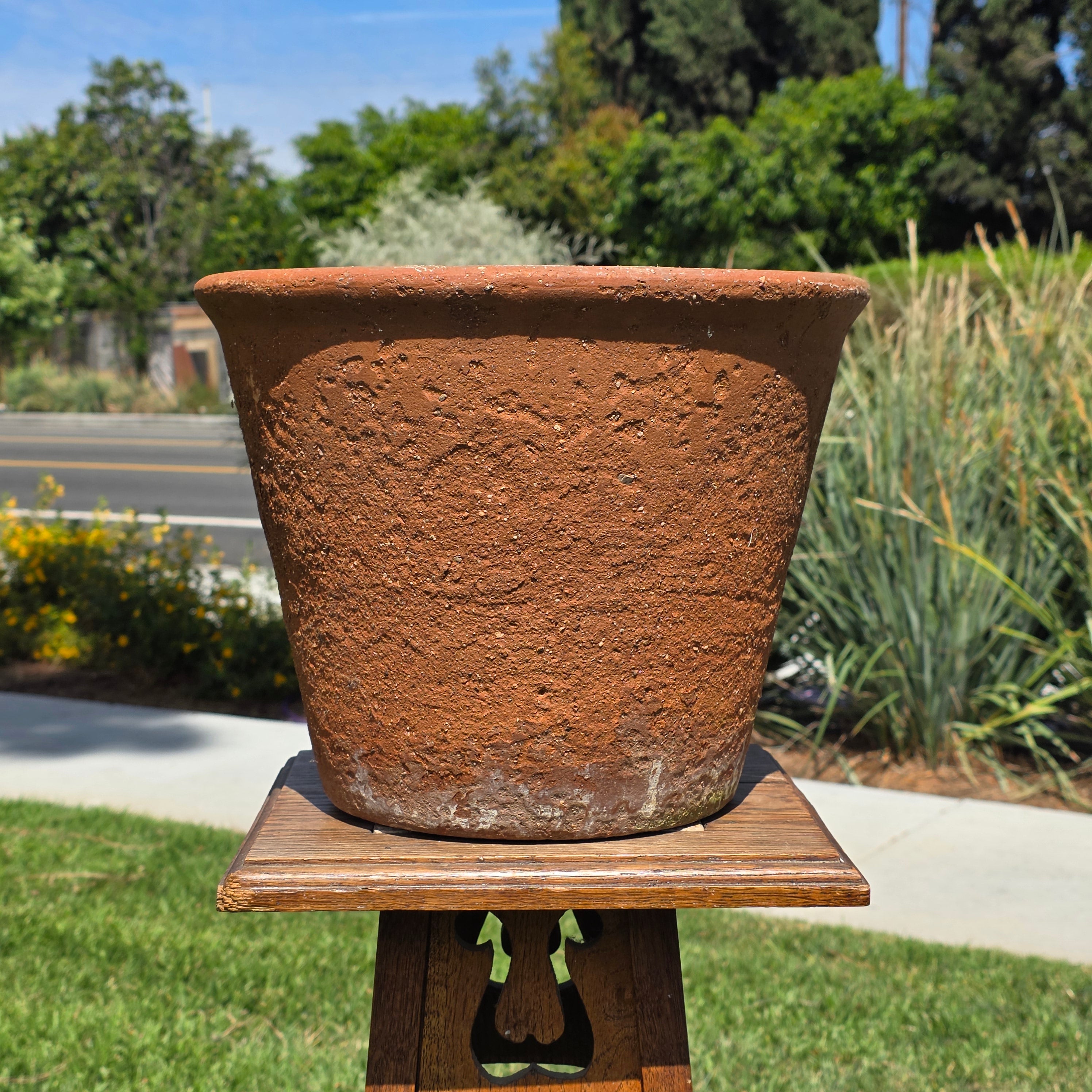 Vintage Terracotta Planter Pot Heavy 13lb Weathered 12.75" Rustic Garden Clay