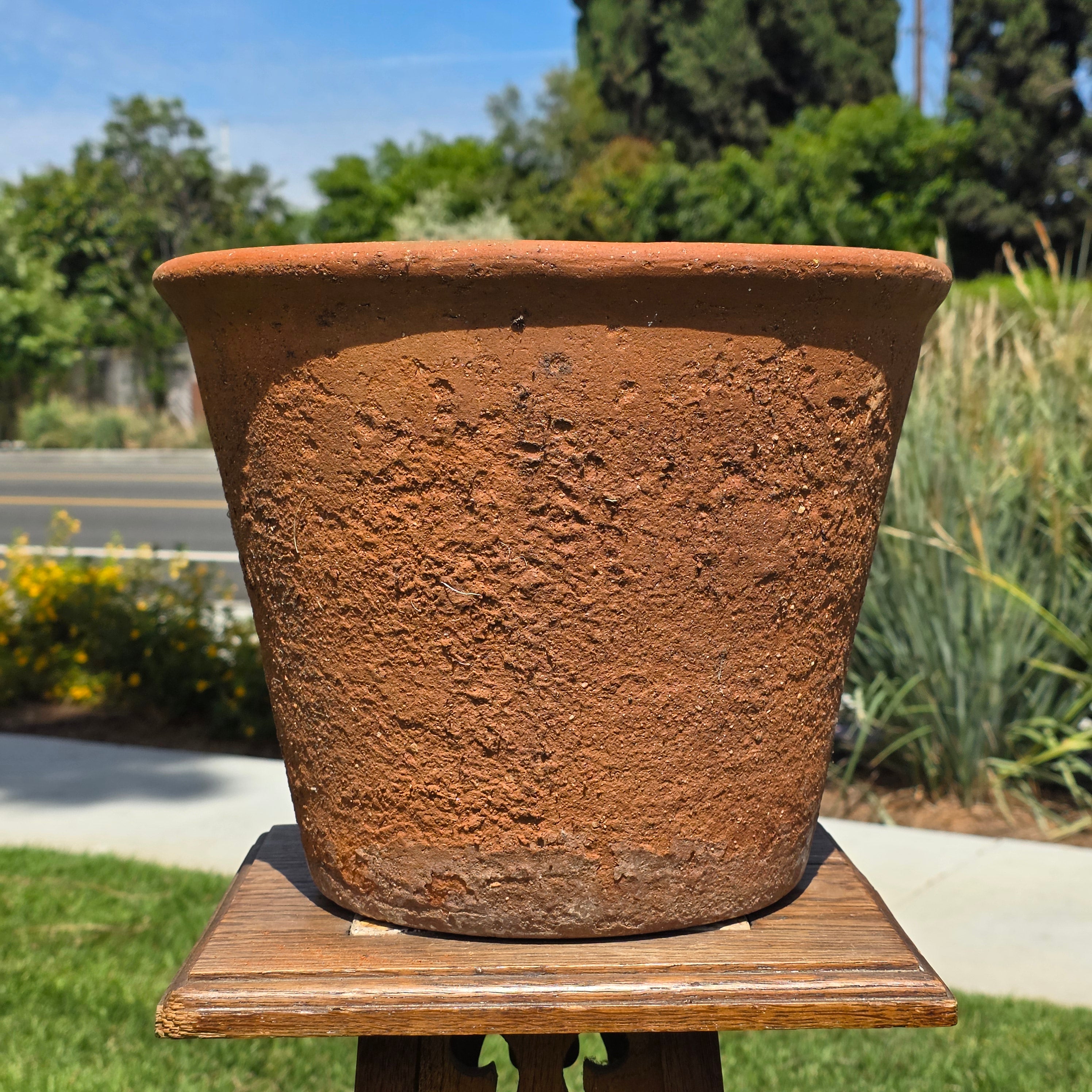 Vintage Terracotta Planter Pot Heavy 13lb Weathered 12.75" Rustic Garden Clay