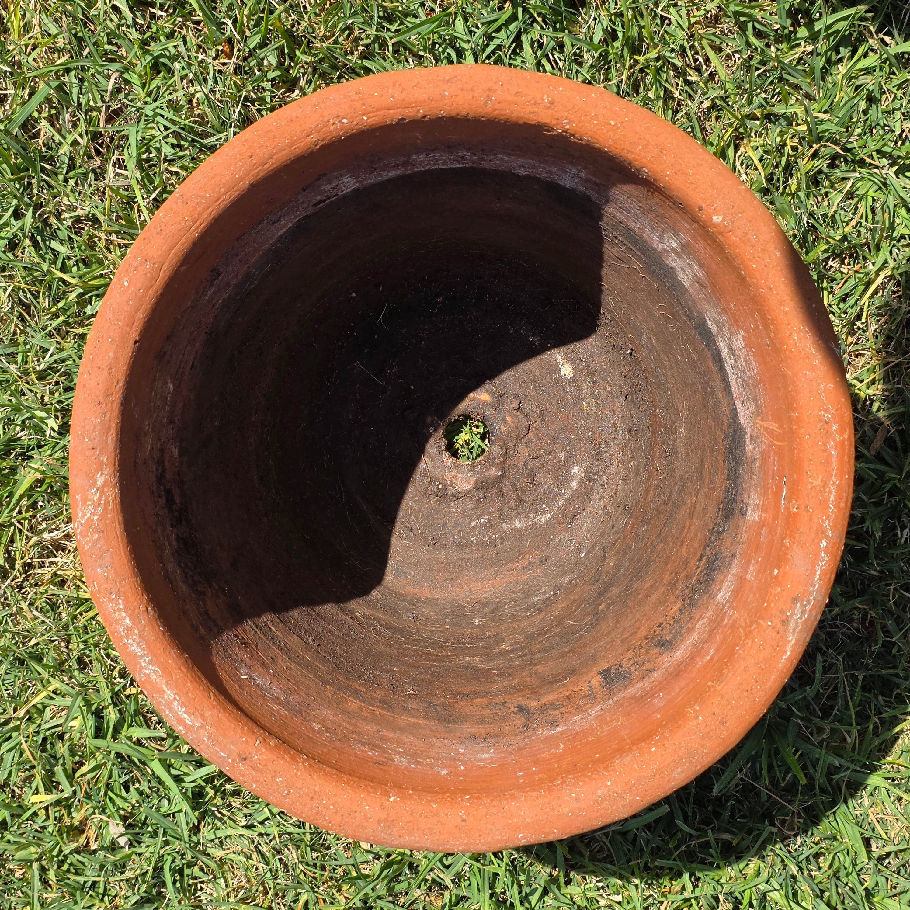 Vintage Terracotta Planter Pot Heavy 13lb Weathered 12.75" Rustic Garden Clay
