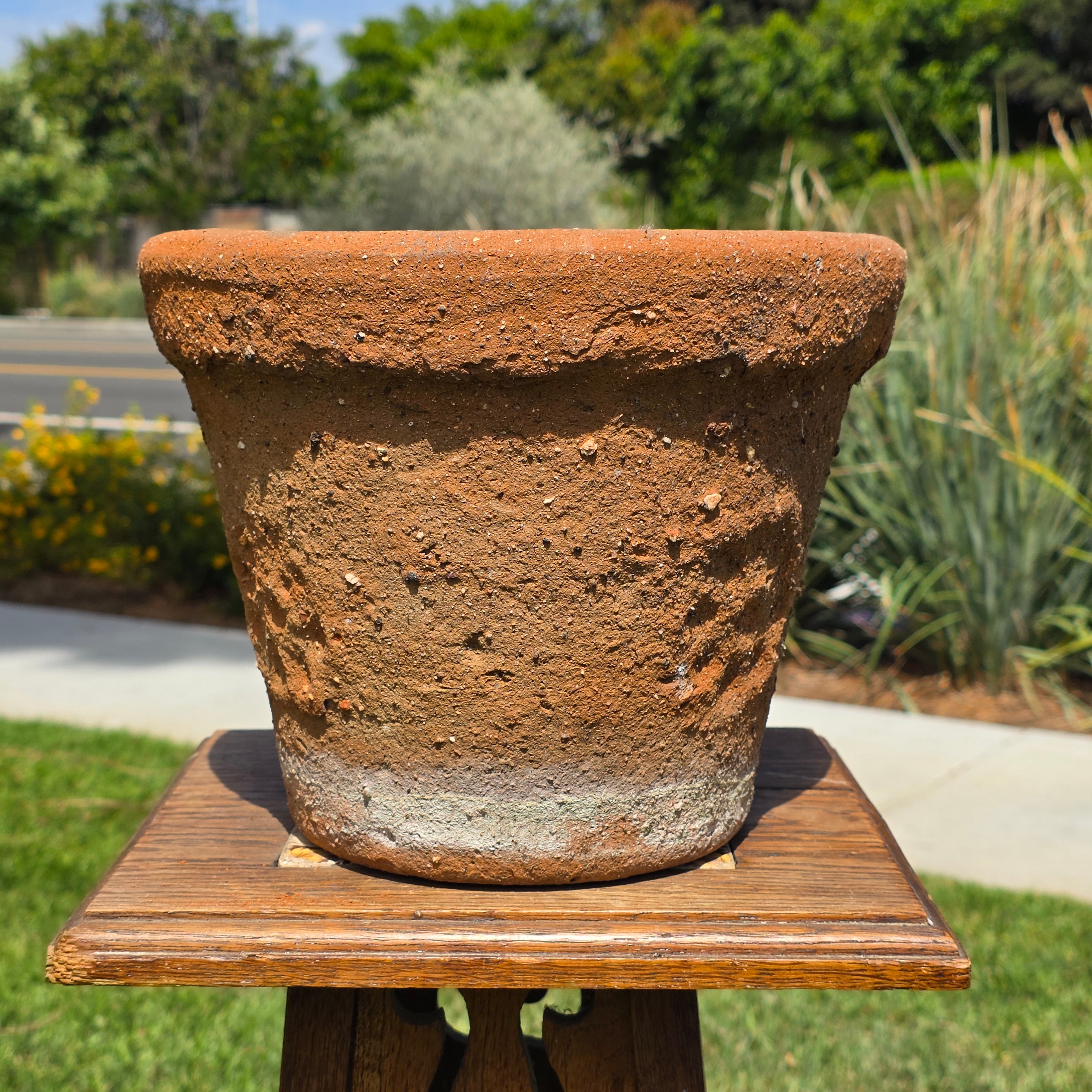 Vintage Terracotta Planter Pot Weathered Garland Botanical Pattern 10" Heavy 8lb