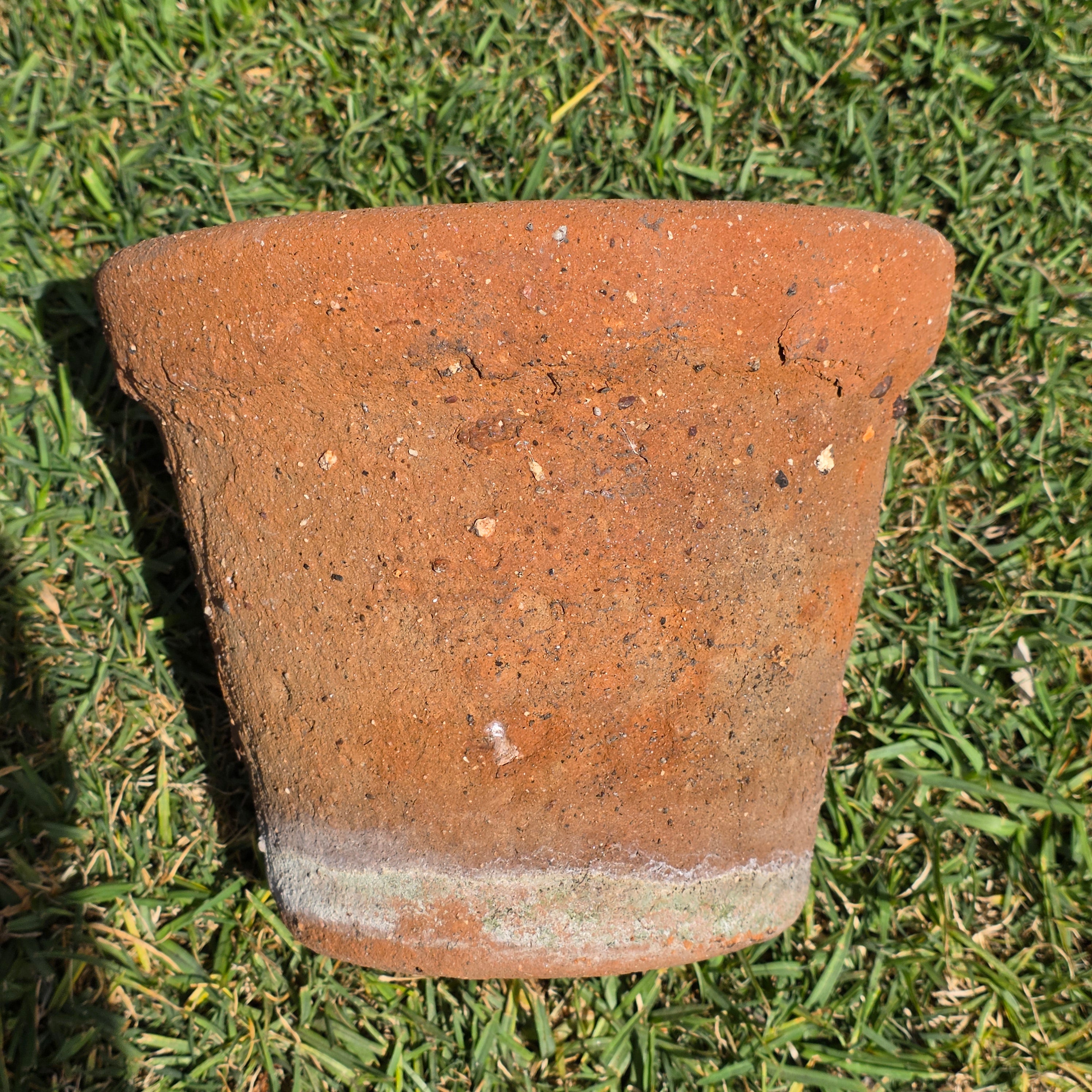 Vintage Terracotta Planter Pot Weathered Garland Botanical Pattern 10" Heavy 8lb
