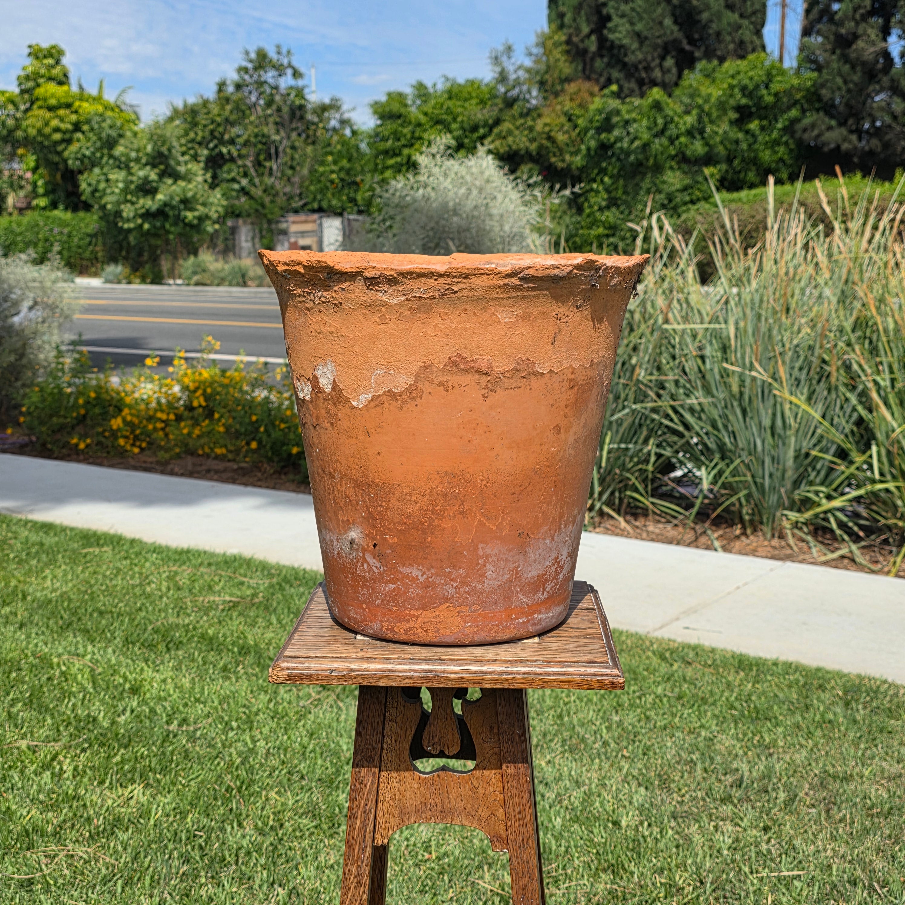 Vintage Terracotta Planter Large 13" Aged Patina Rustic Garden Flower Pot Heavy