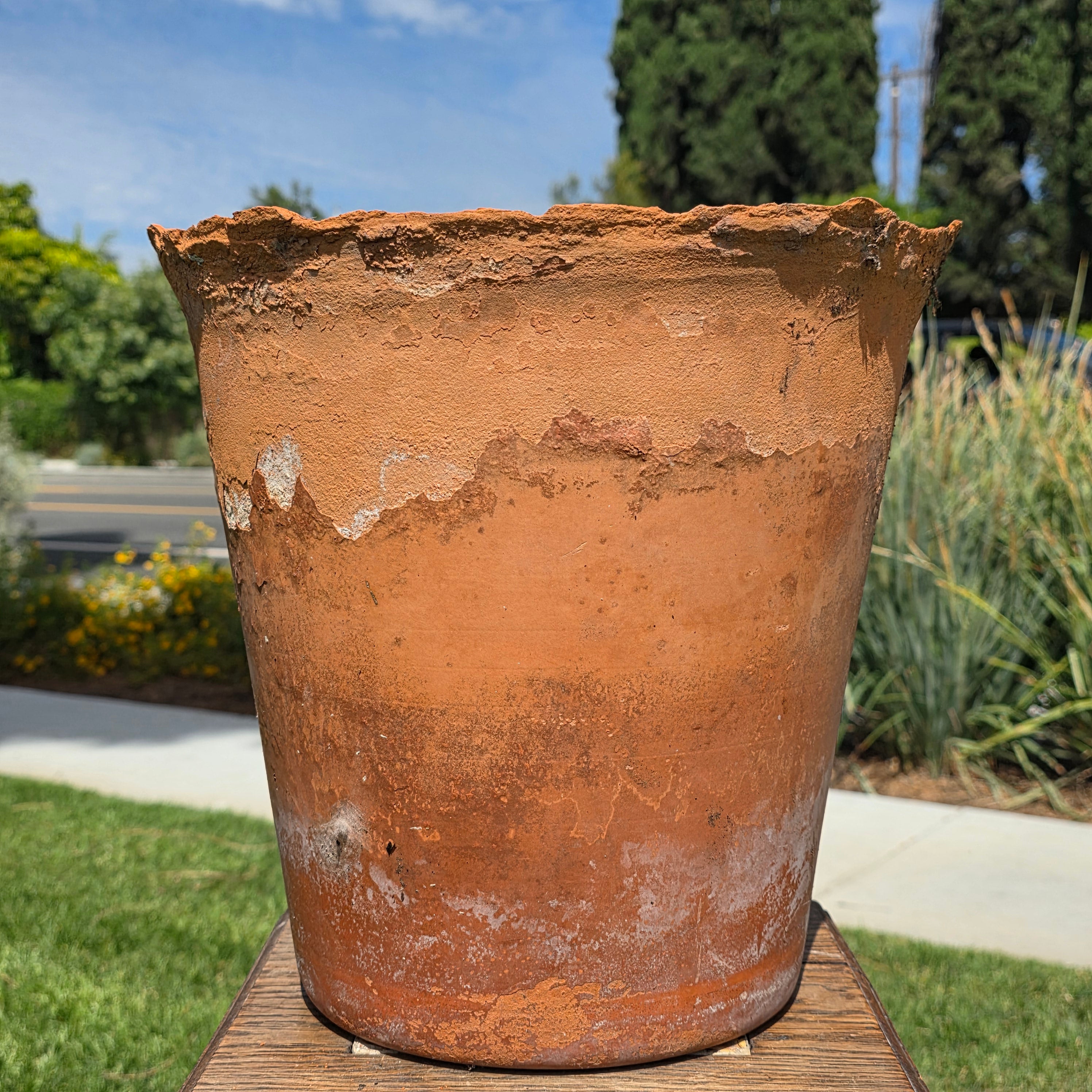 Vintage Terracotta Planter Large 13" Aged Patina Rustic Garden Flower Pot Heavy