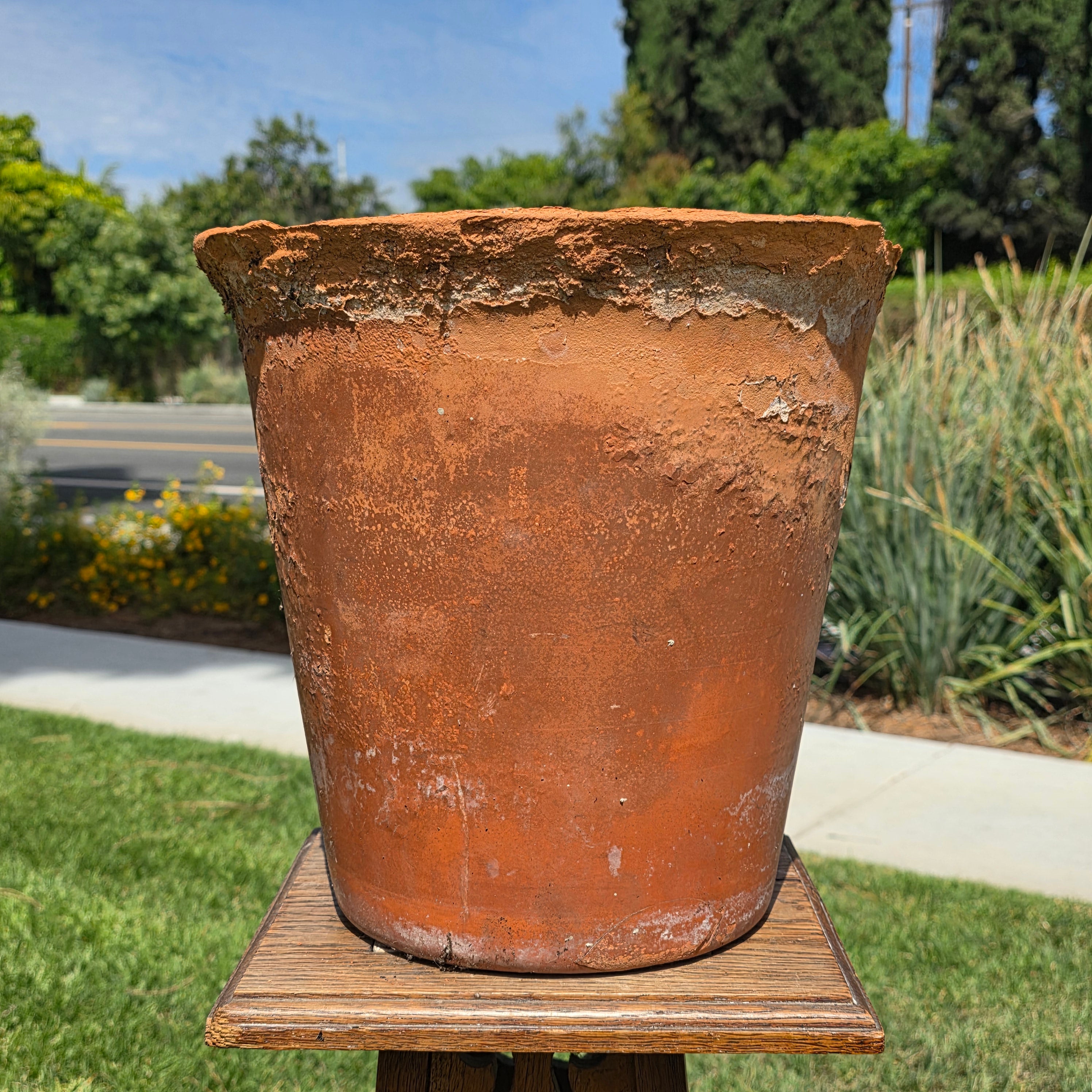 Vintage Terracotta Planter Large 13" Aged Patina Rustic Garden Flower Pot Heavy