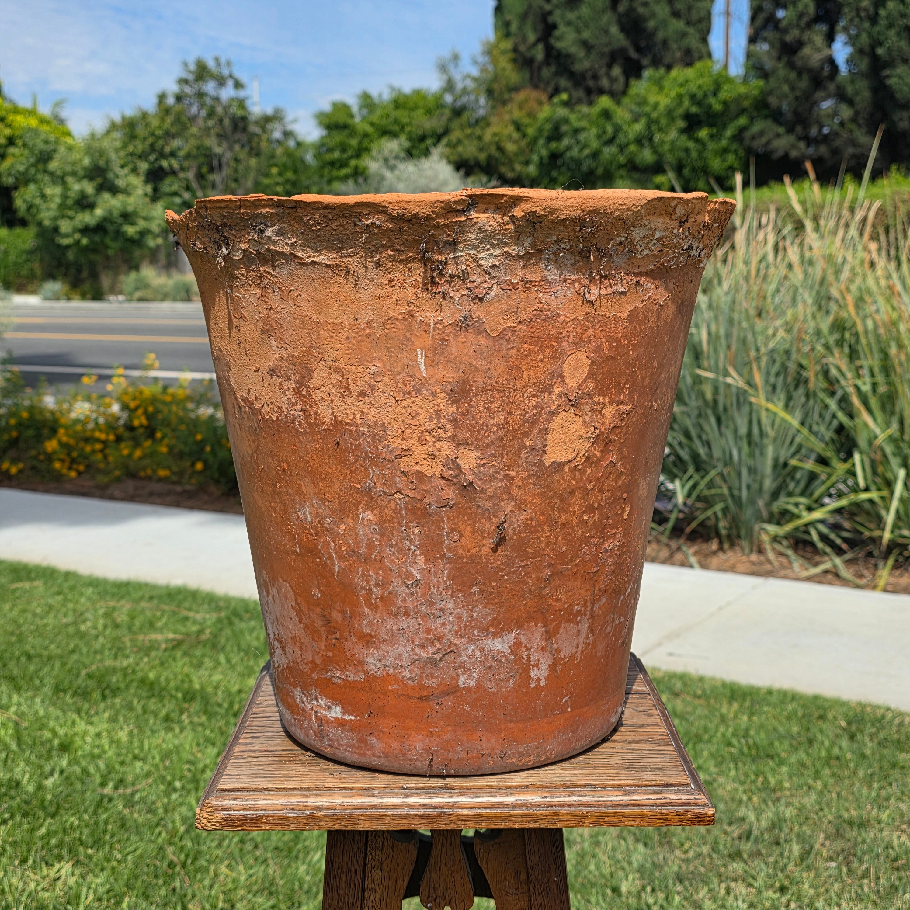 Vintage Terracotta Planter Large 13" Aged Patina Rustic Garden Flower Pot Heavy