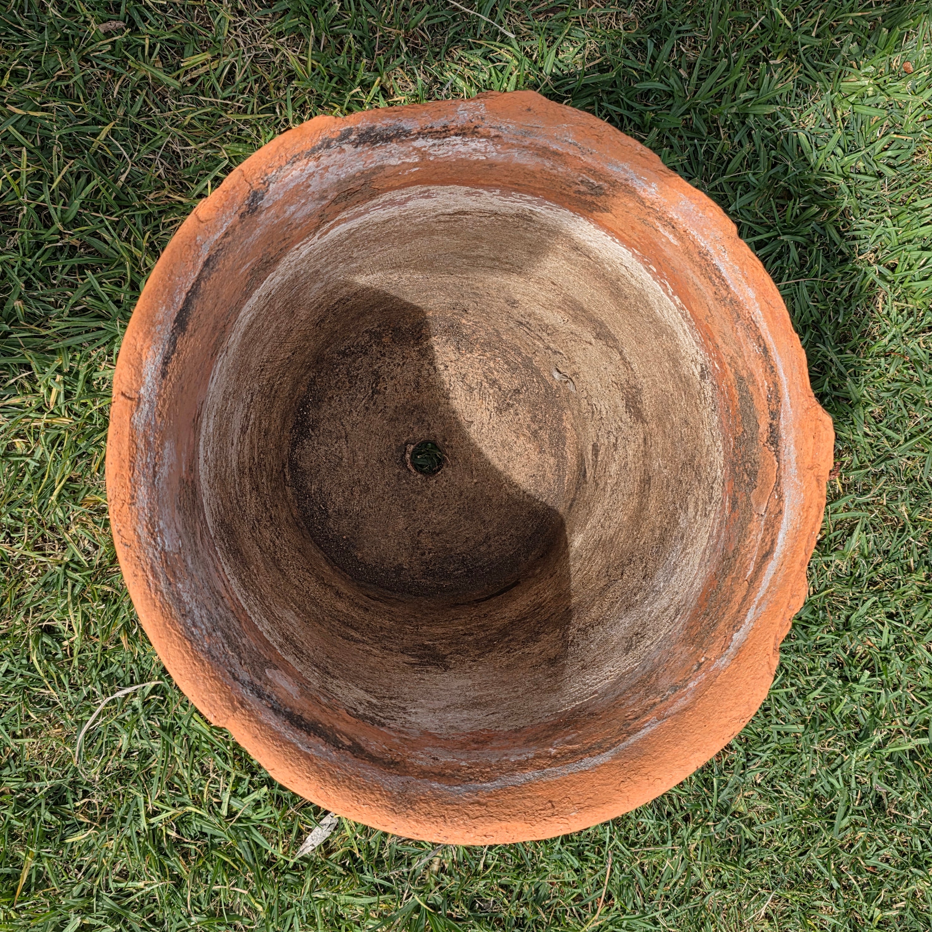 Vintage Terracotta Planter Large 13" Aged Patina Rustic Garden Flower Pot Heavy