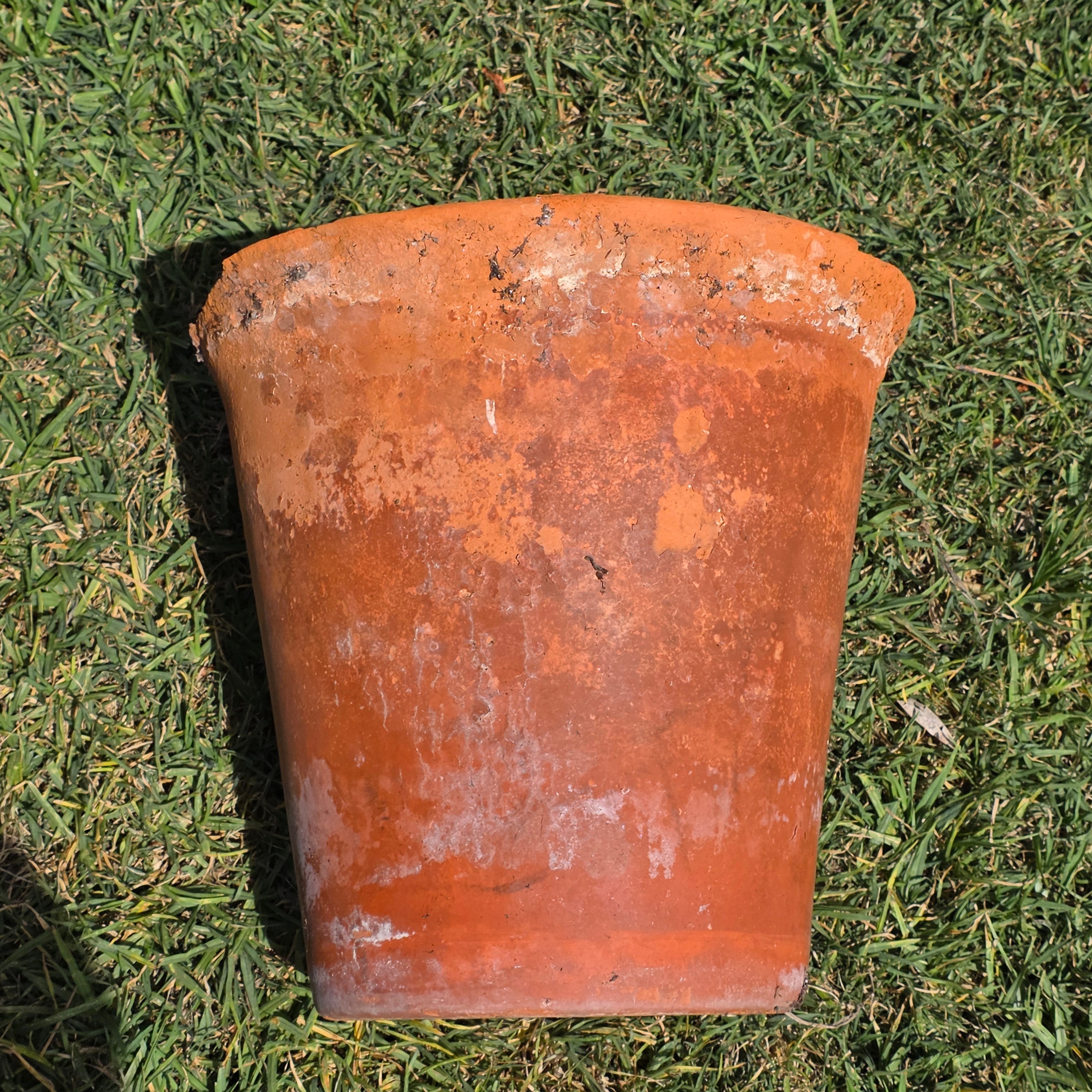 Vintage Terracotta Planter Large 13" Aged Patina Rustic Garden Flower Pot Heavy