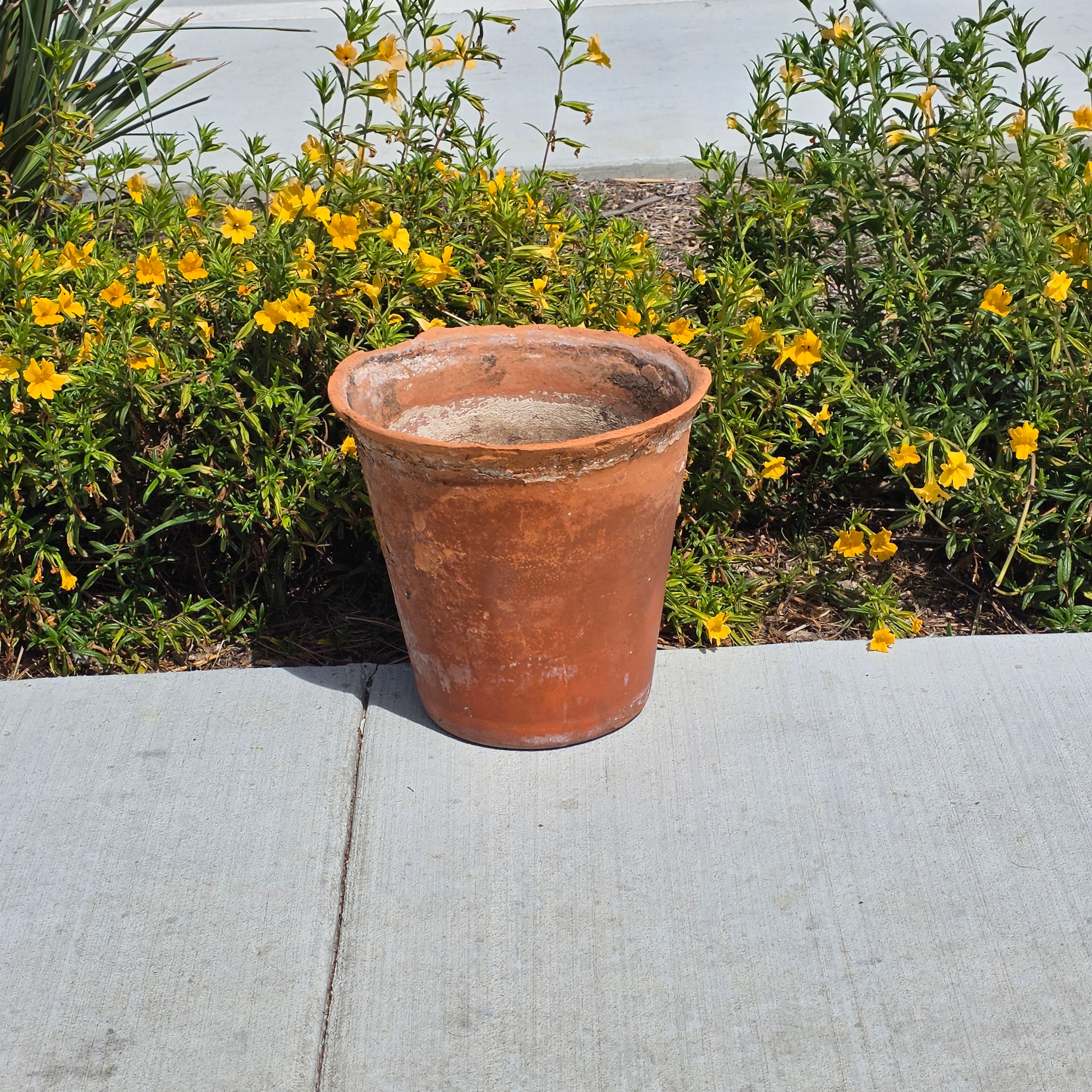 Vintage Terracotta Planter Large 13" Aged Patina Rustic Garden Flower Pot Heavy