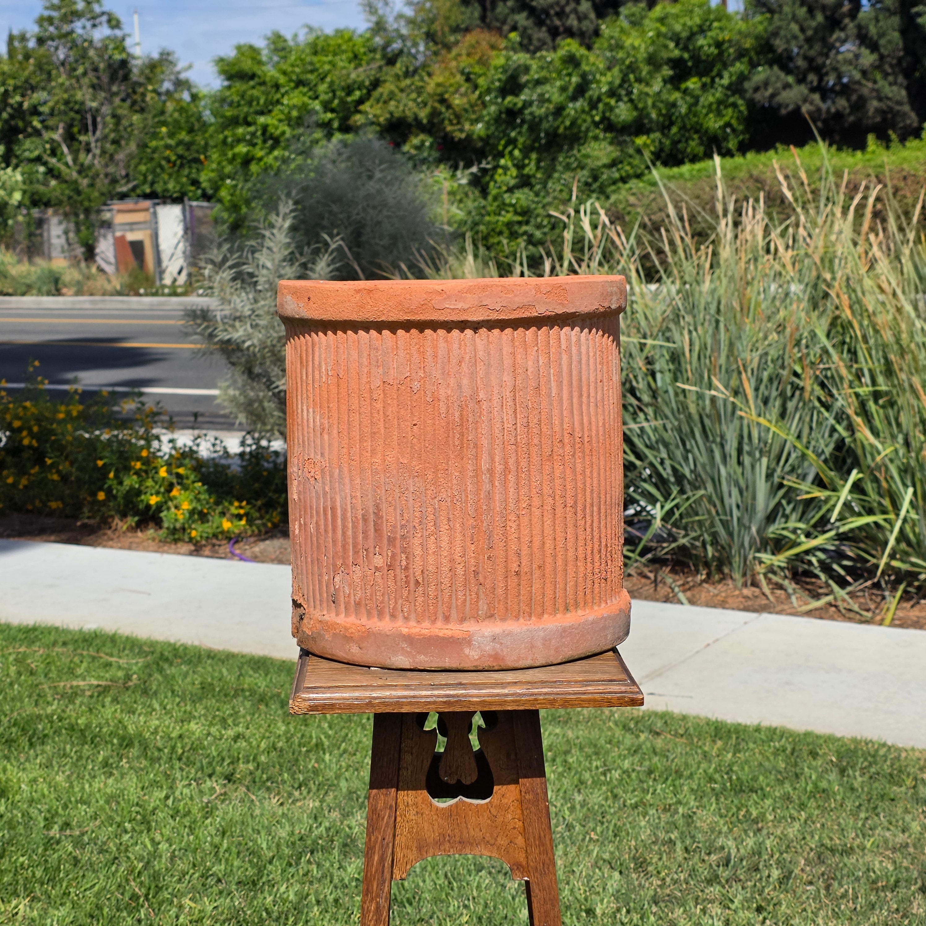 Vintage Terracotta Planter Square Box Pot Handmade Artisan Tooled 12" Heavy 17lb