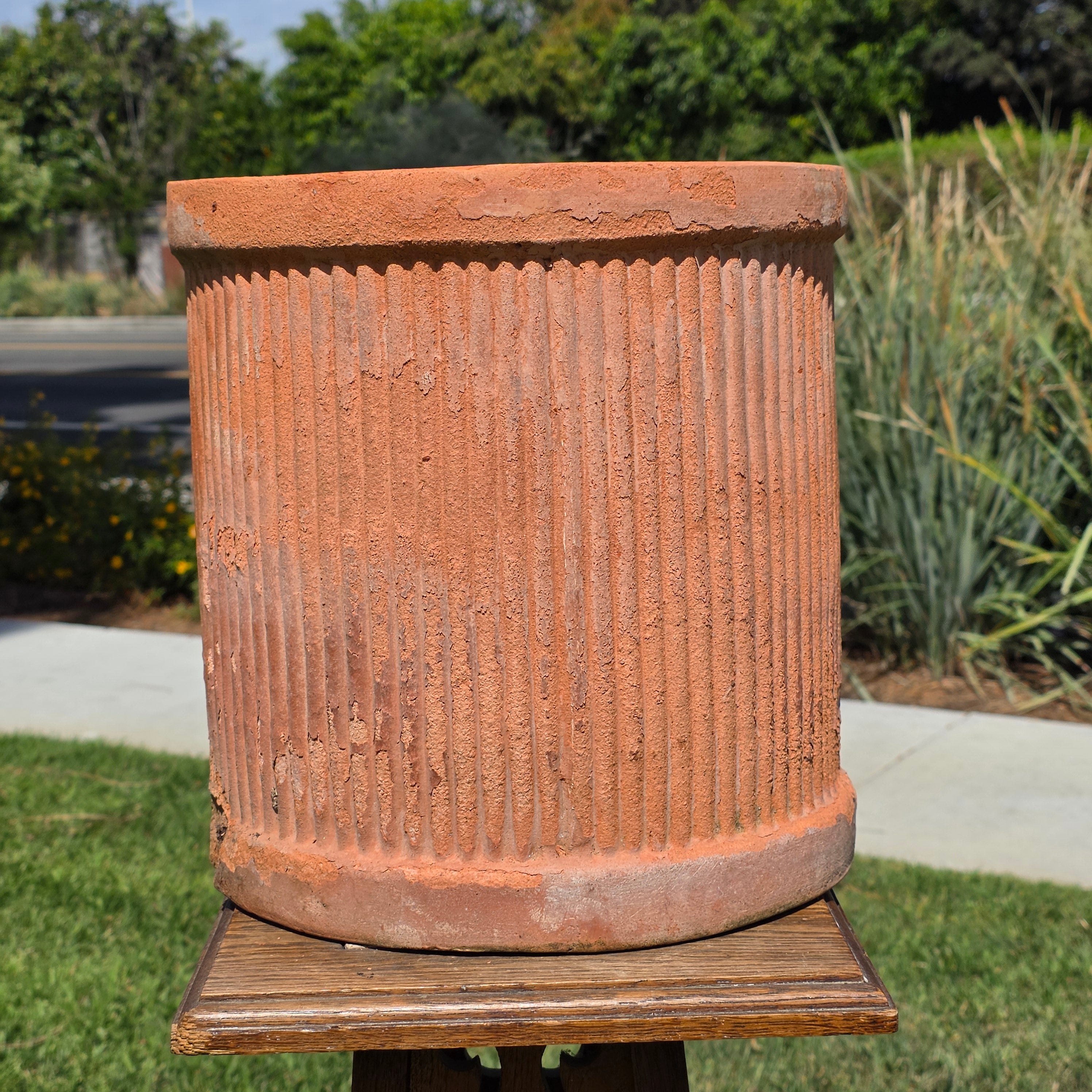 Vintage Terracotta Planter Square Box Pot Handmade Artisan Tooled 12" Heavy 17lb