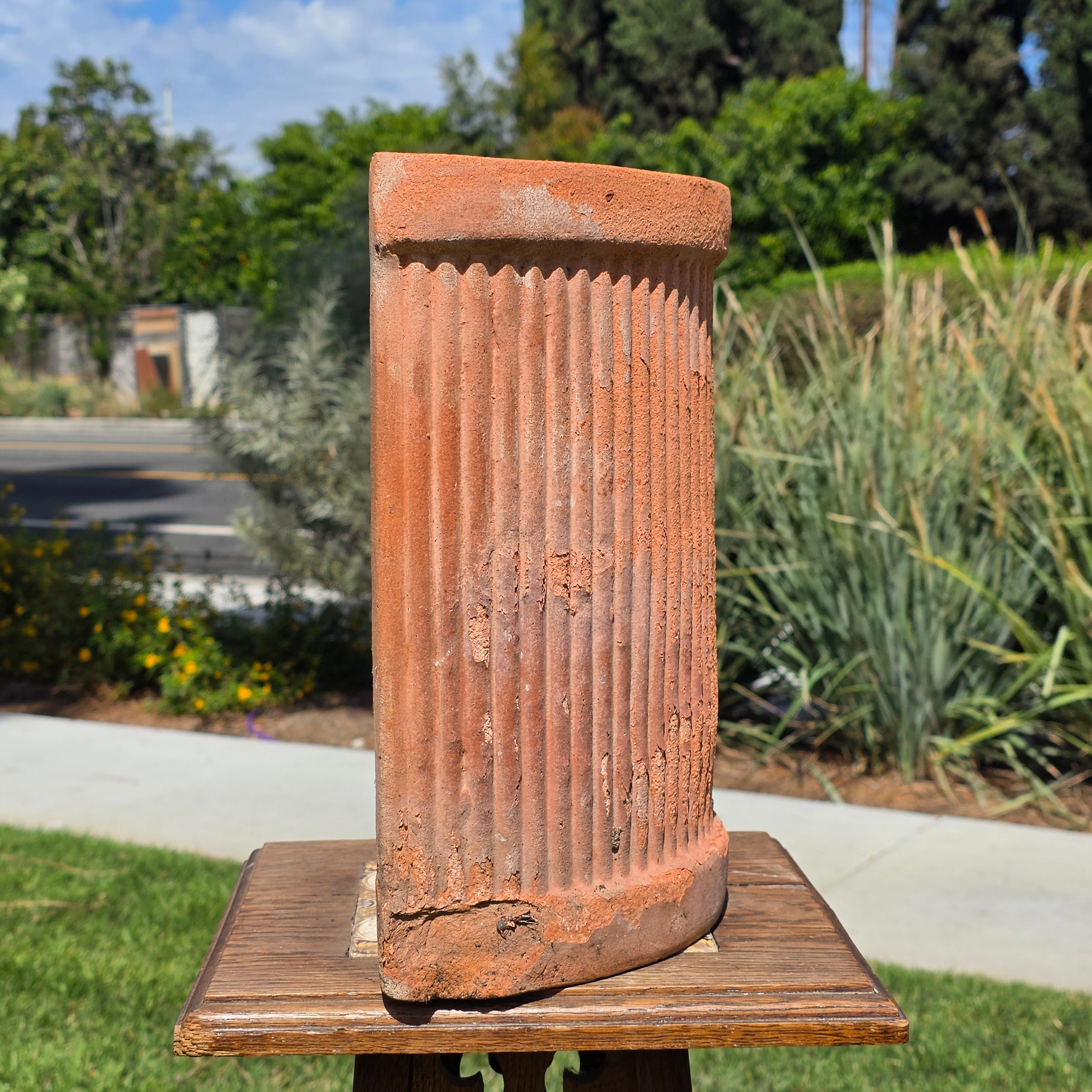 Vintage Terracotta Planter Square Box Pot Handmade Artisan Tooled 12" Heavy 17lb