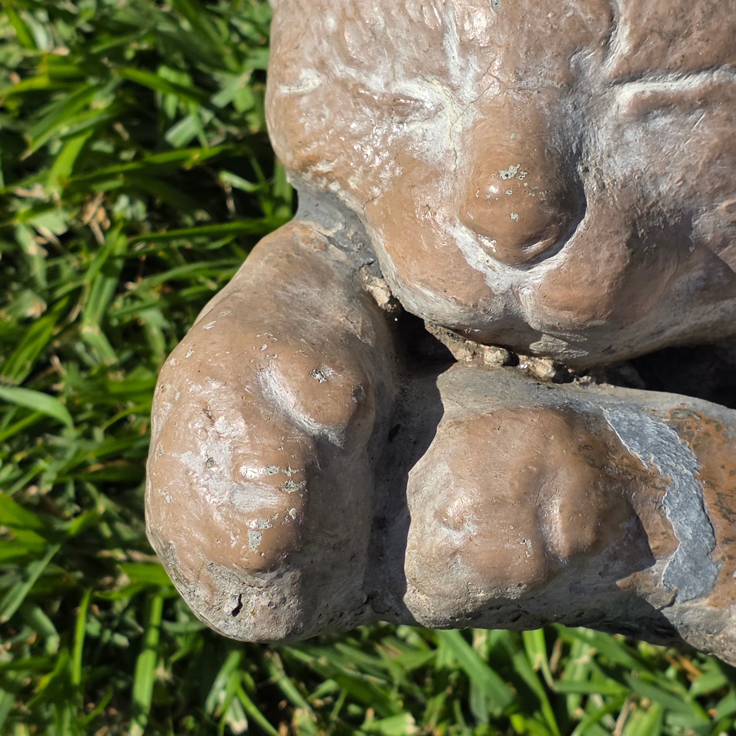 Vintage Sleeping Cat Garden Statue Heavy Concrete Cast Stone Pet Memorial 16"