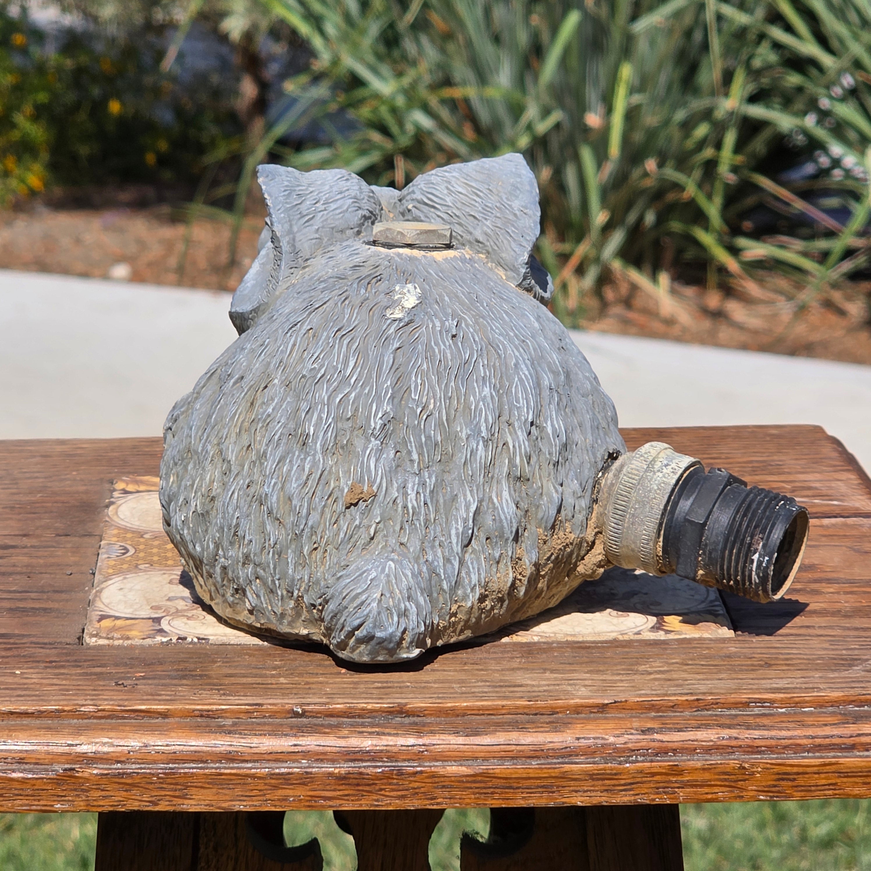 Vintage Rabbit Garden Sprinkler Pale Blue Resin Bunny Fountain Spitter Works