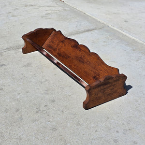 Vintage Oak Tabletop Book Rack Shelf Trough Scalloped Edges 22.5" Mission Style