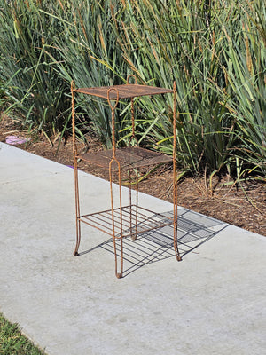 Vintage Wrought Iron Plant Stand 3 Tier Shabby Chic Rusty Shelf French Style