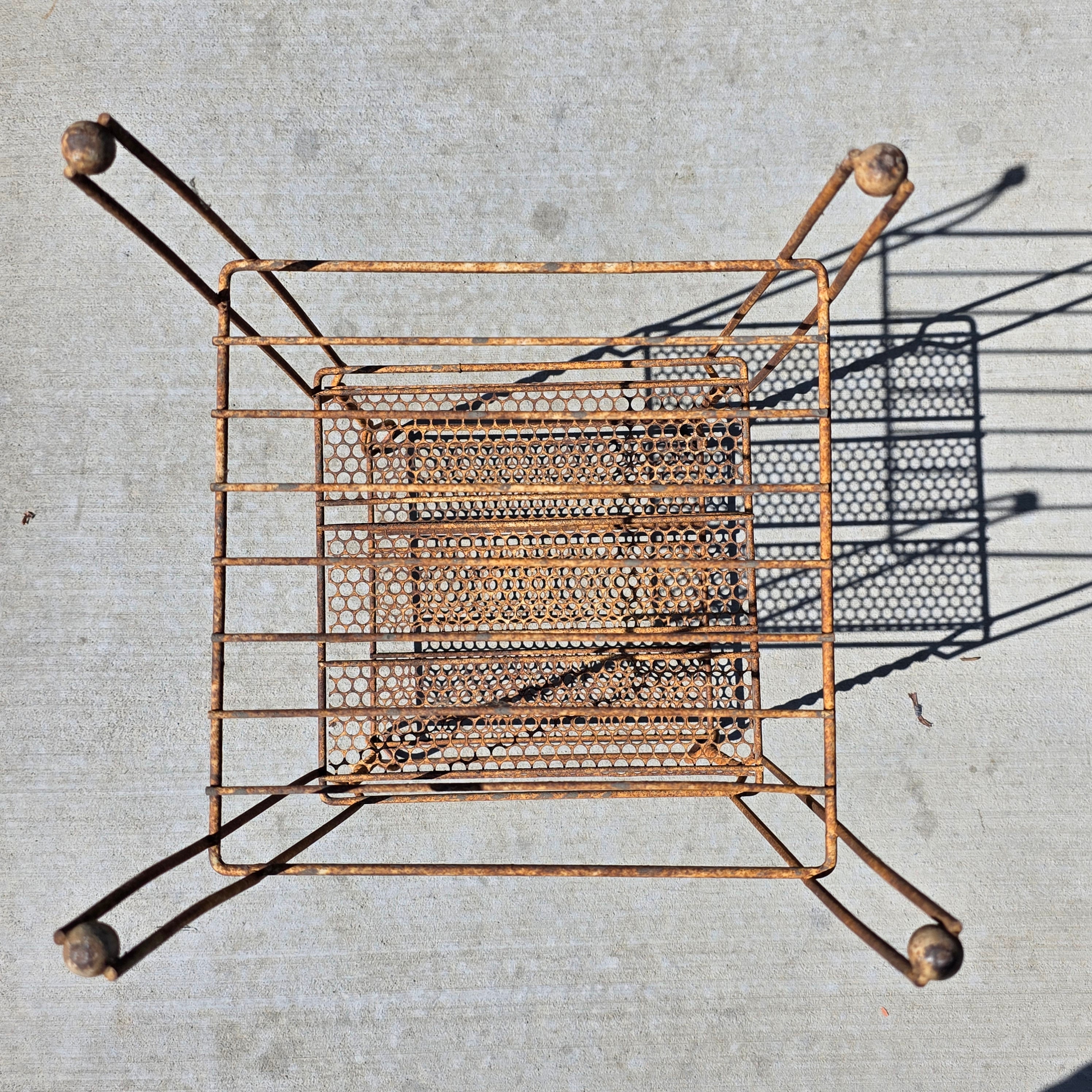 Vintage Wrought Iron Plant Stand 3 Tier Shabby Chic Rusty Shelf French Style