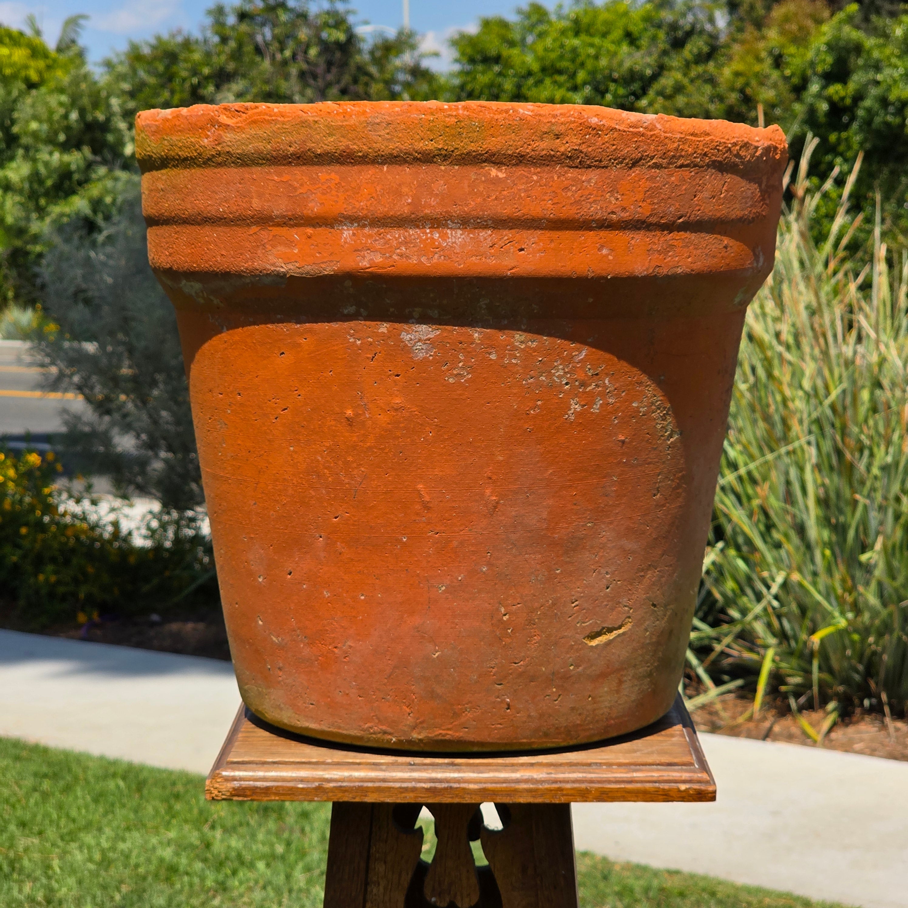 Large Vintage Terracotta Planter Pot Rustic Italian Style Aged Clay Garden 15x14