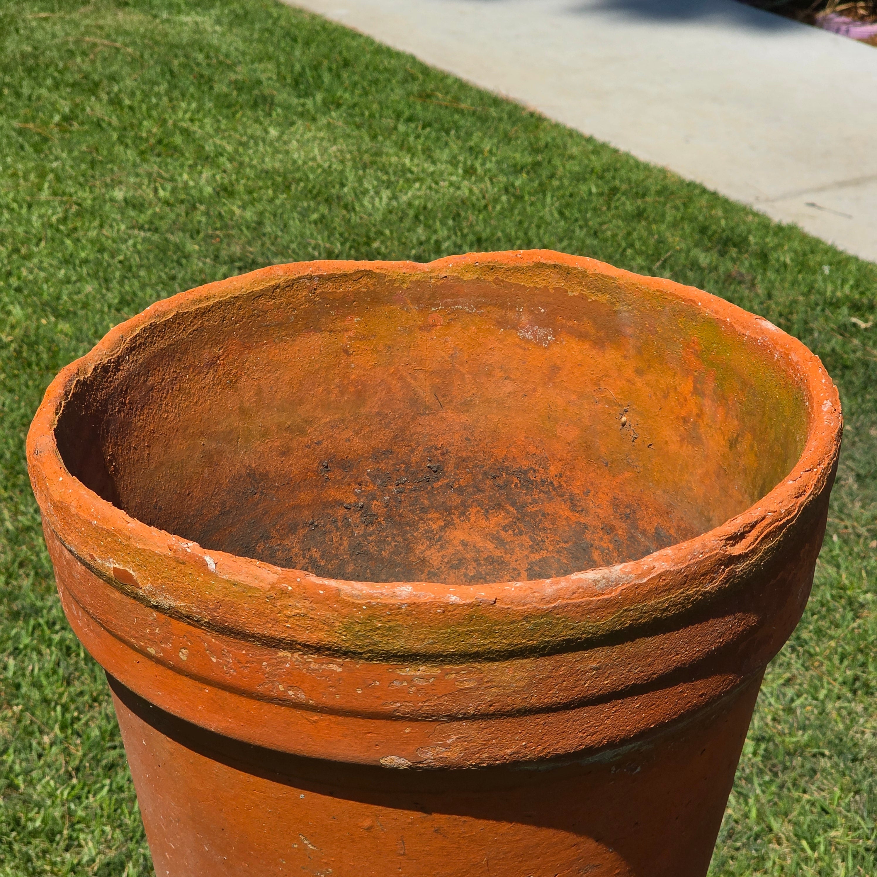 Large Vintage Terracotta Planter Pot Rustic Italian Style Aged Clay Garden 15x14