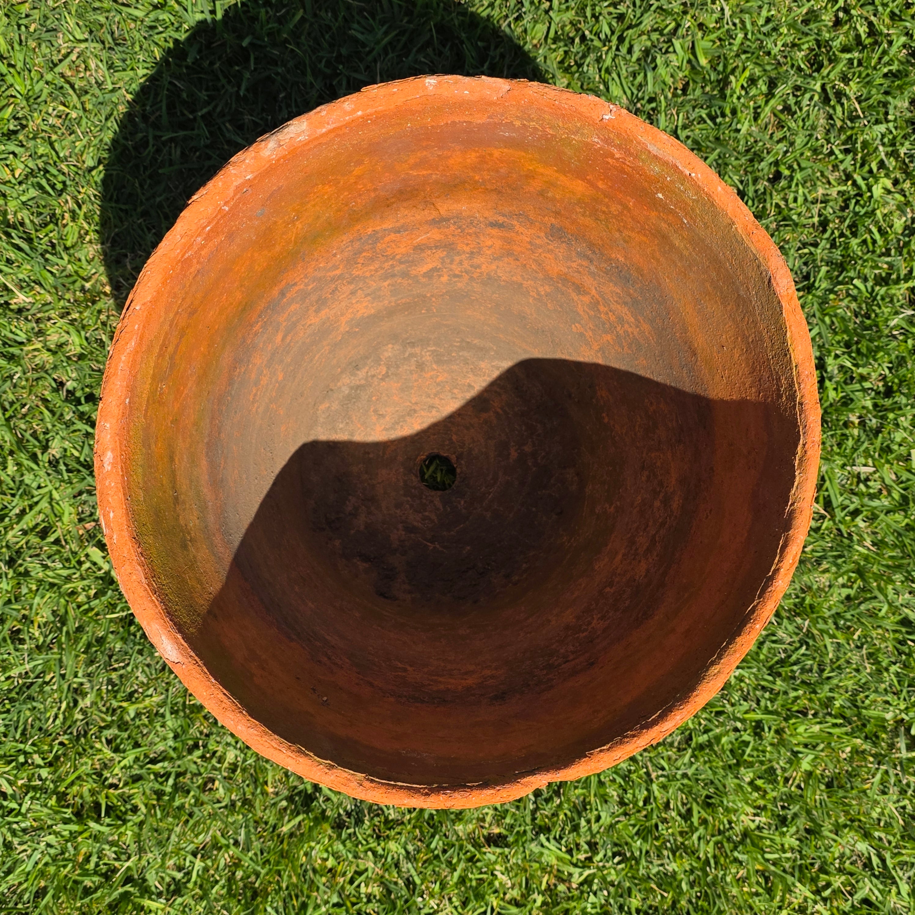 Large Vintage Terracotta Planter Pot Rustic Italian Style Aged Clay Garden 15x14
