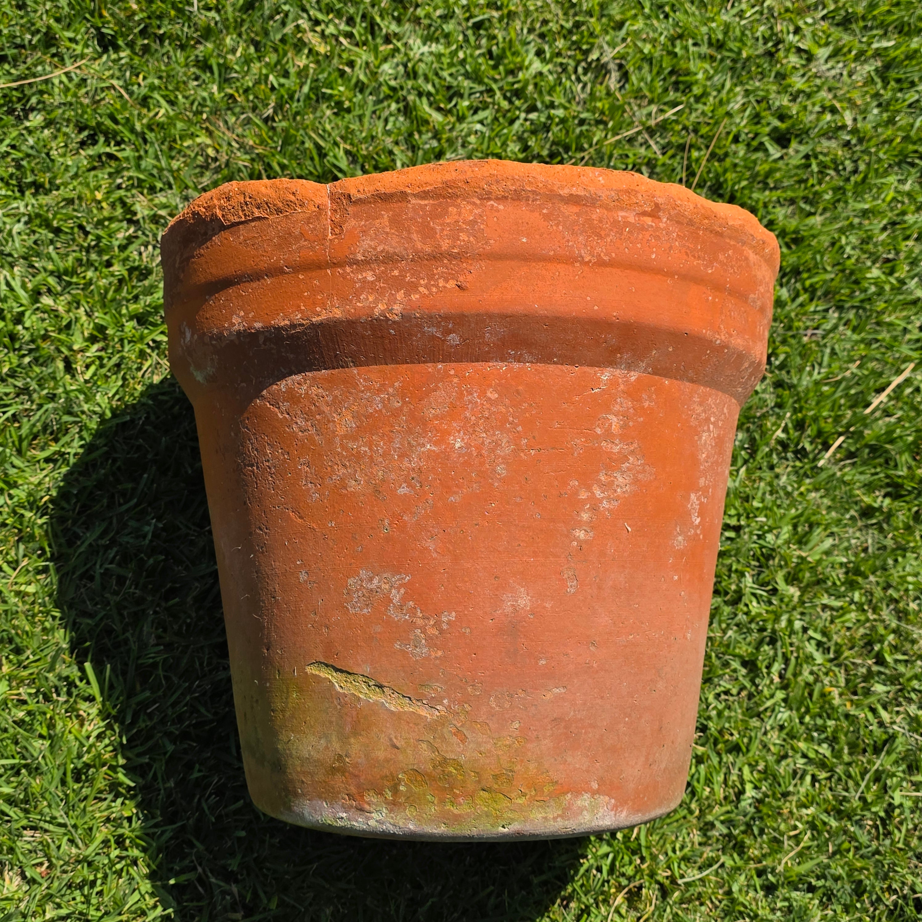 Large Vintage Terracotta Planter Pot Rustic Italian Style Aged Clay Garden 15x14