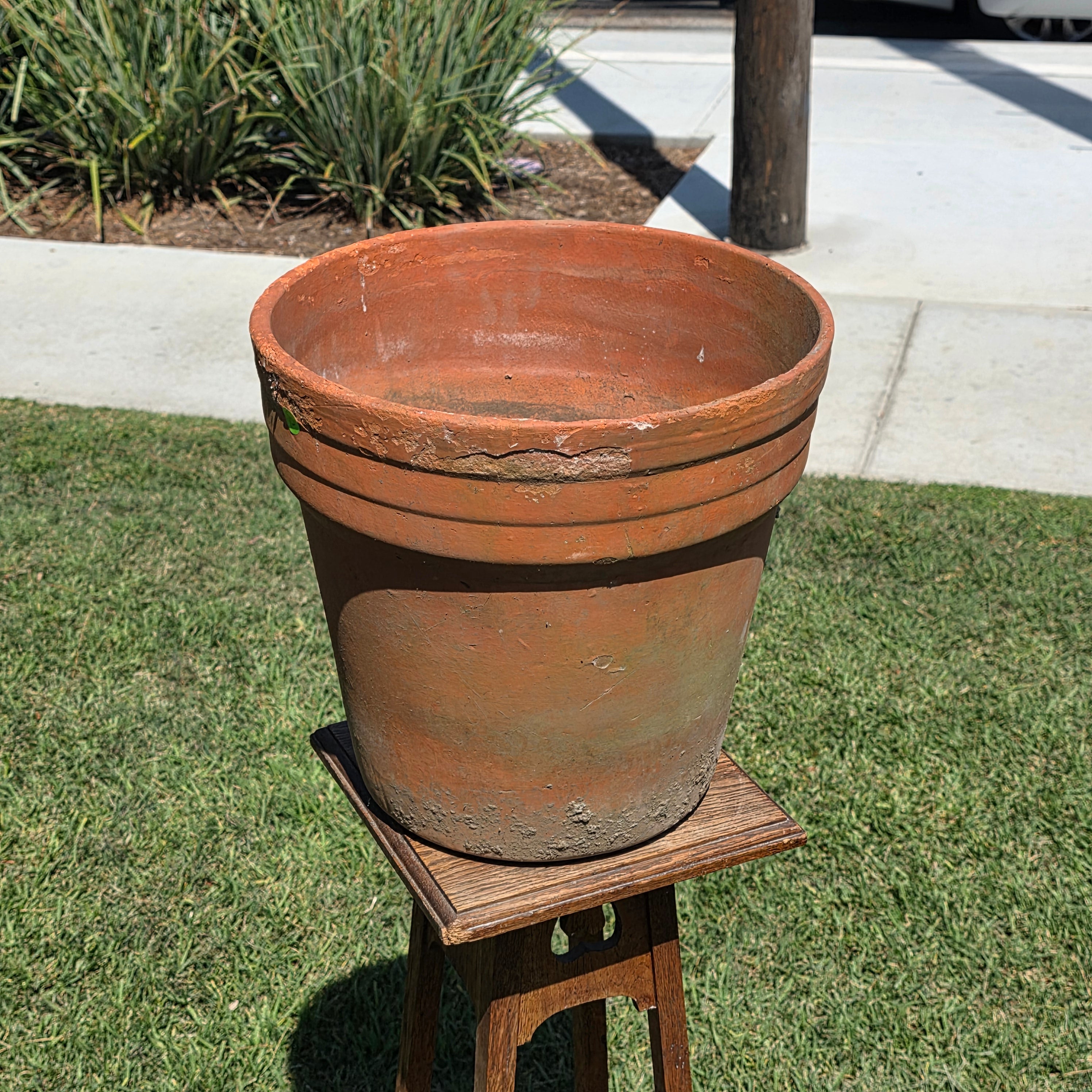 Vintage Terracotta Planter Large Aged Moss Patina Clay Pot Rustic Garden 15 x 15