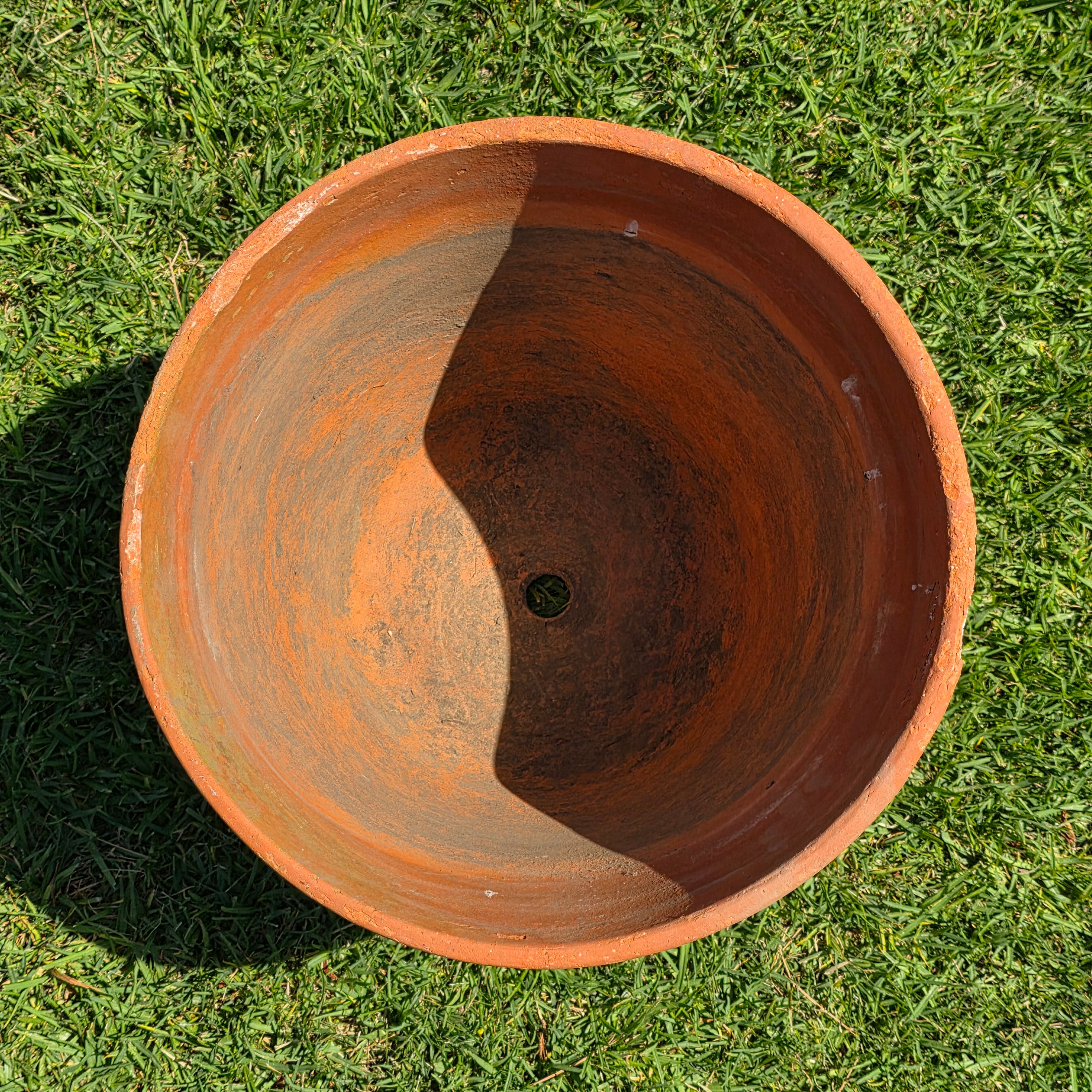 Vintage Terracotta Planter Large Aged Moss Patina Clay Pot Rustic Garden 15 x 15