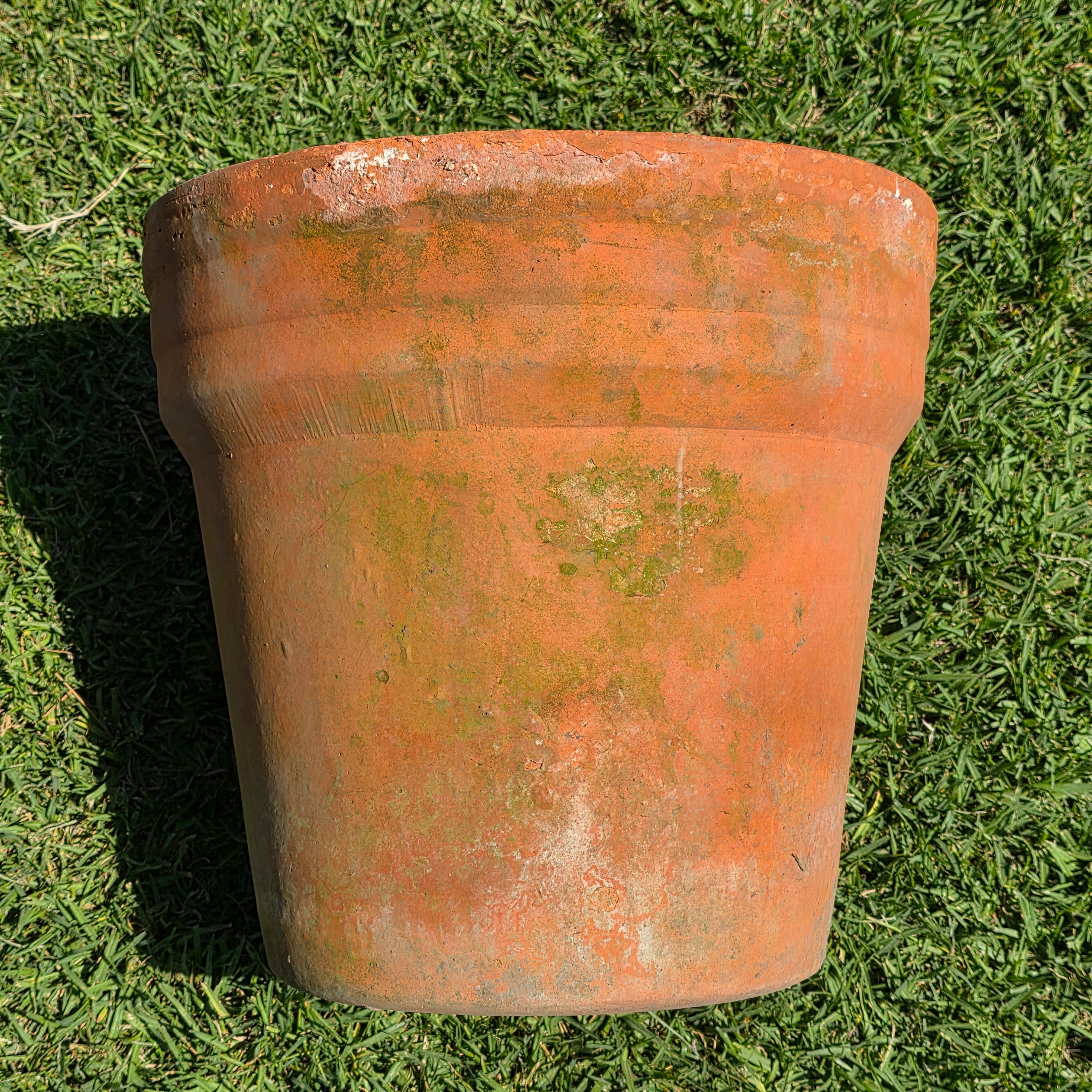 Vintage Terracotta Planter Large Aged Moss Patina Clay Pot Rustic Garden 15 x 15
