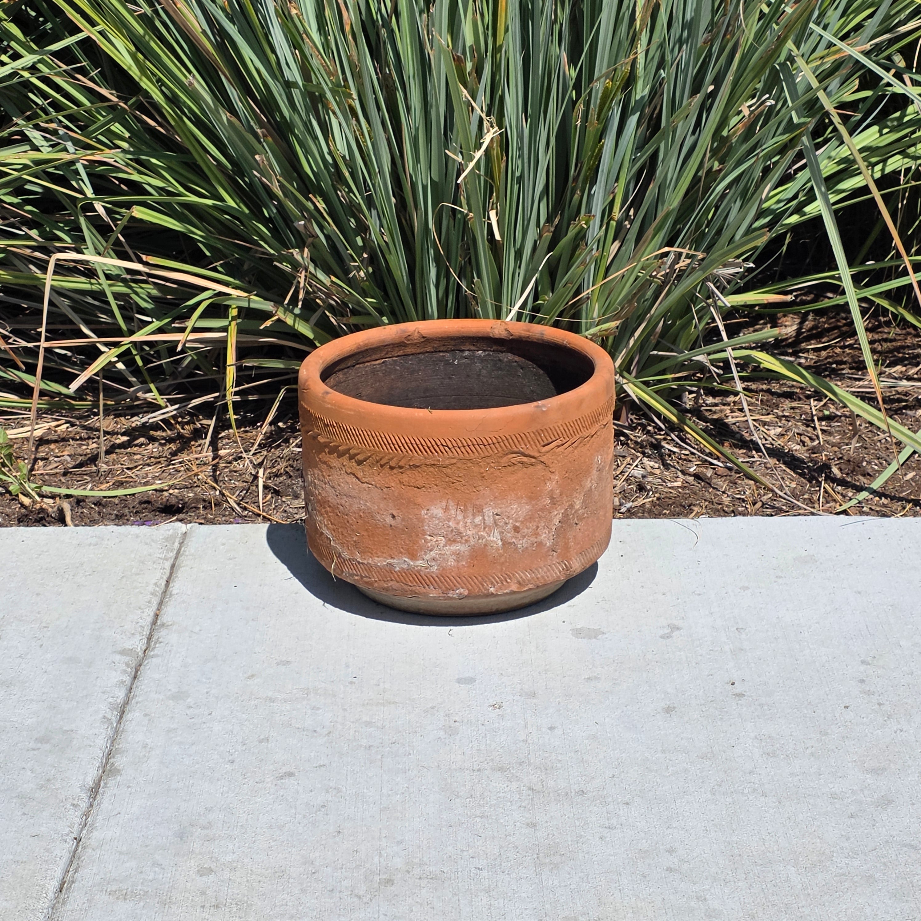 Vintage Sunburst Terracotta Planter Primitive Weathered Clay Pot Relic Garden 13