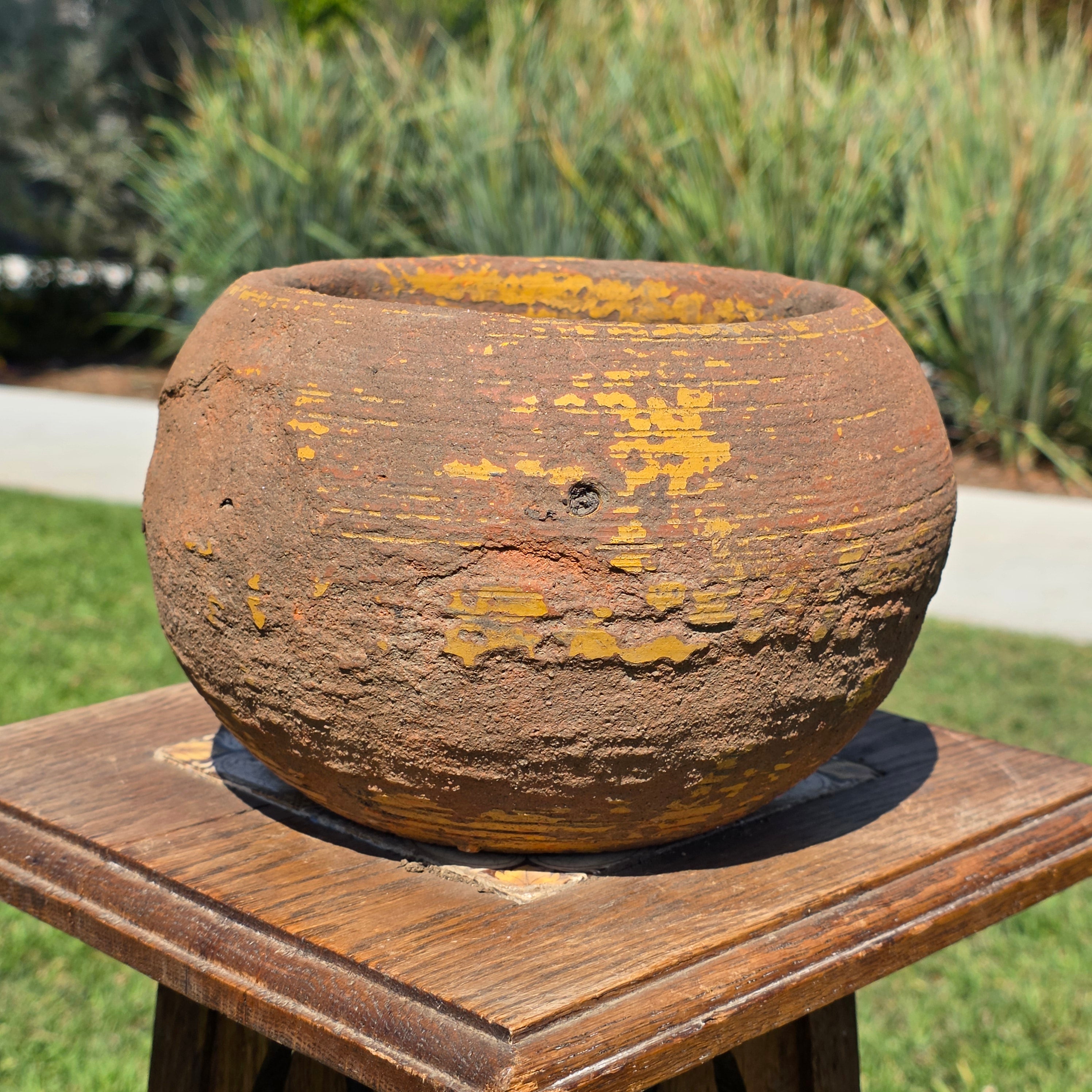Vintage Hanging Terracotta Planter Primitive Pottery Rustic Clay Pot Bowl 8"