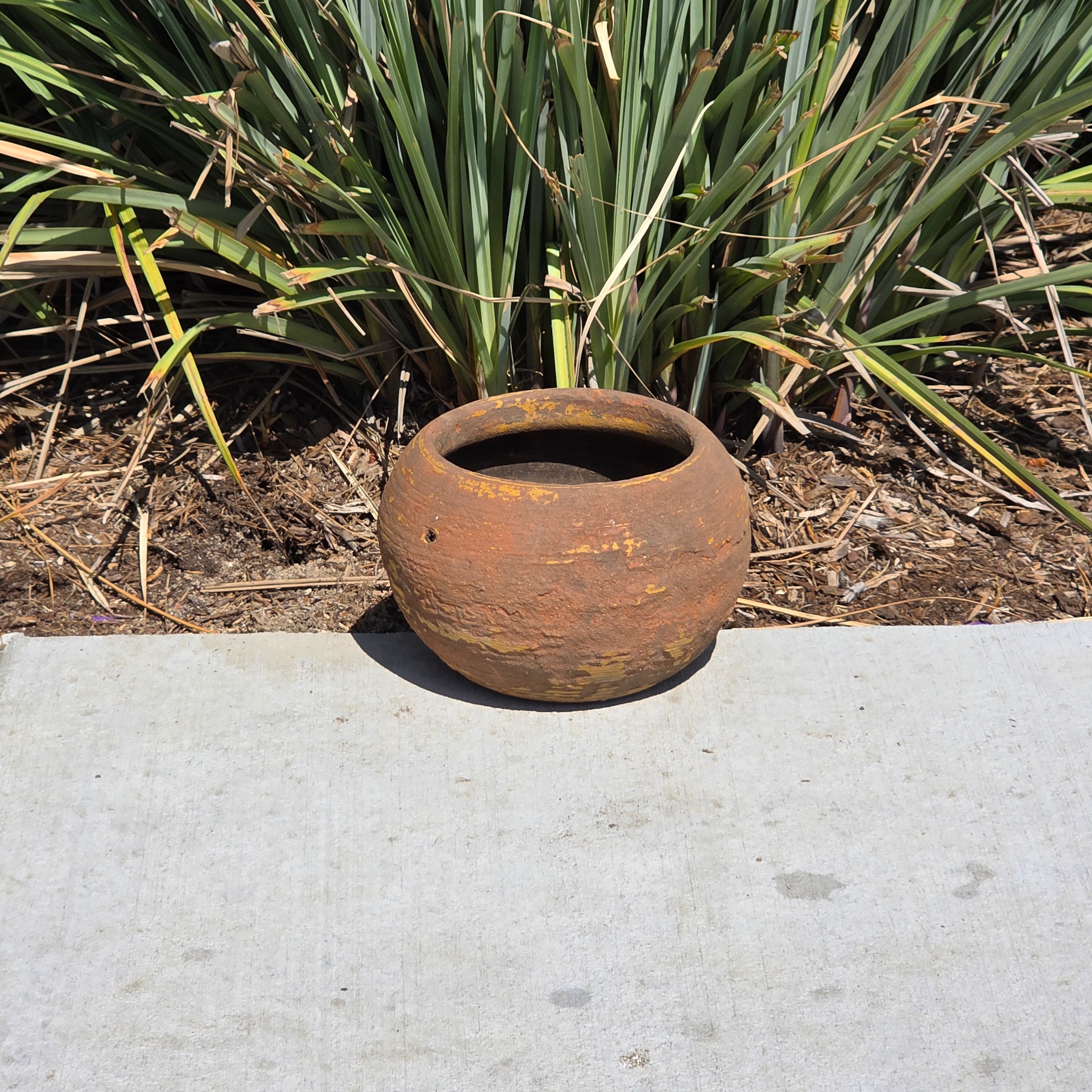 Vintage Hanging Terracotta Planter Primitive Pottery Rustic Clay Pot Bowl 8"