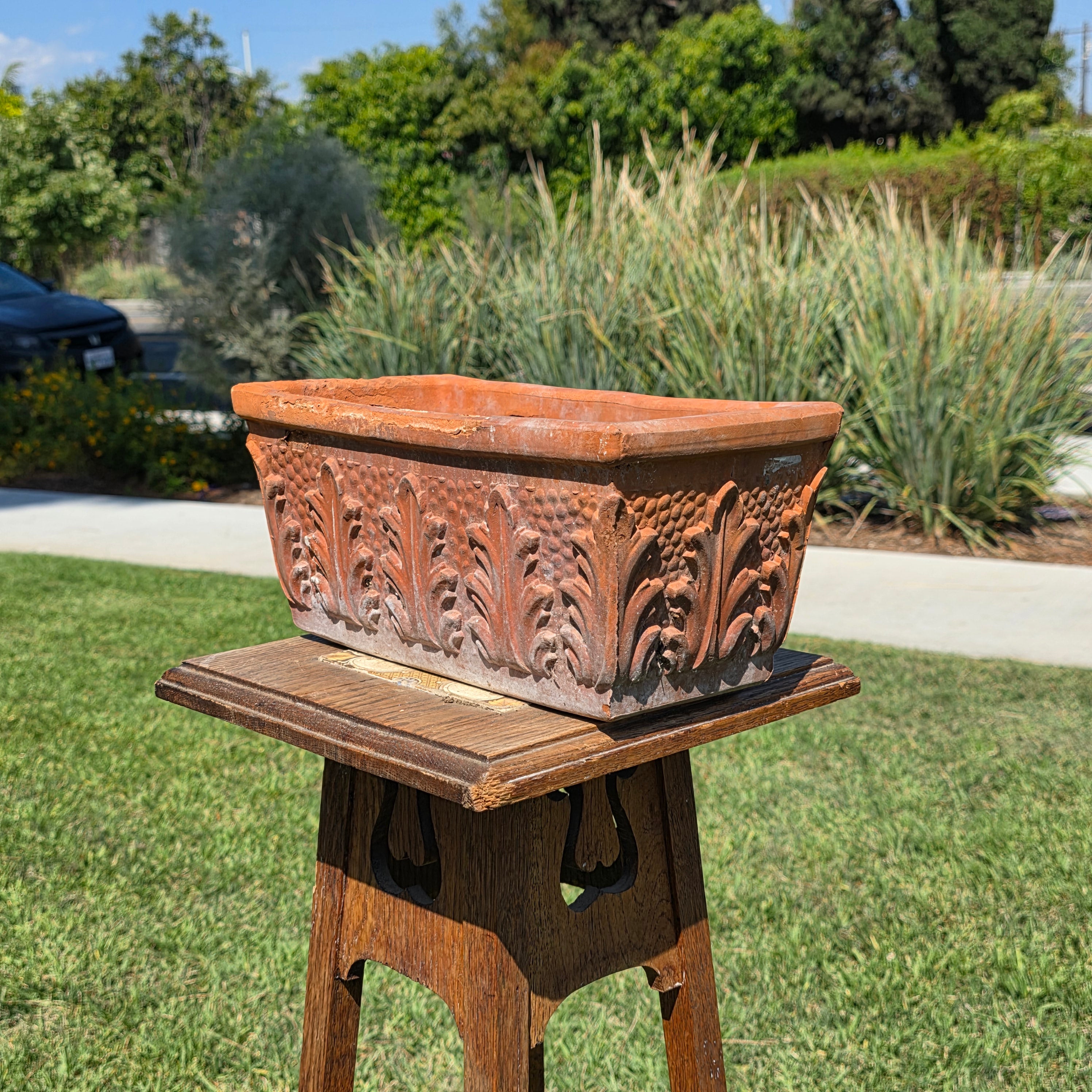 Vintage Vaserie Trevigiane Italy Terracotta Planter Acanthus Leaf Box 12"