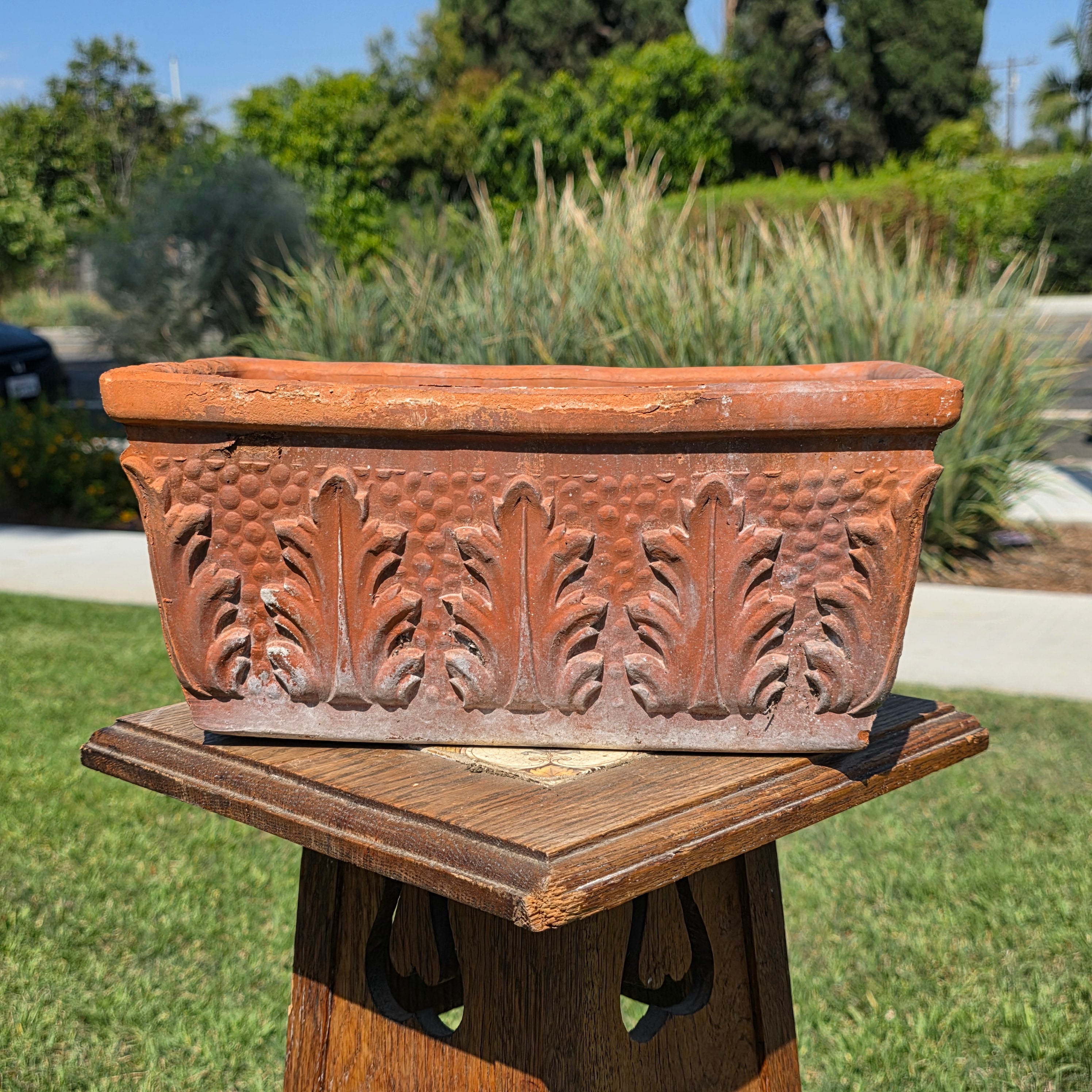 Vintage Vaserie Trevigiane Italy Terracotta Planter Acanthus Leaf Box 12"
