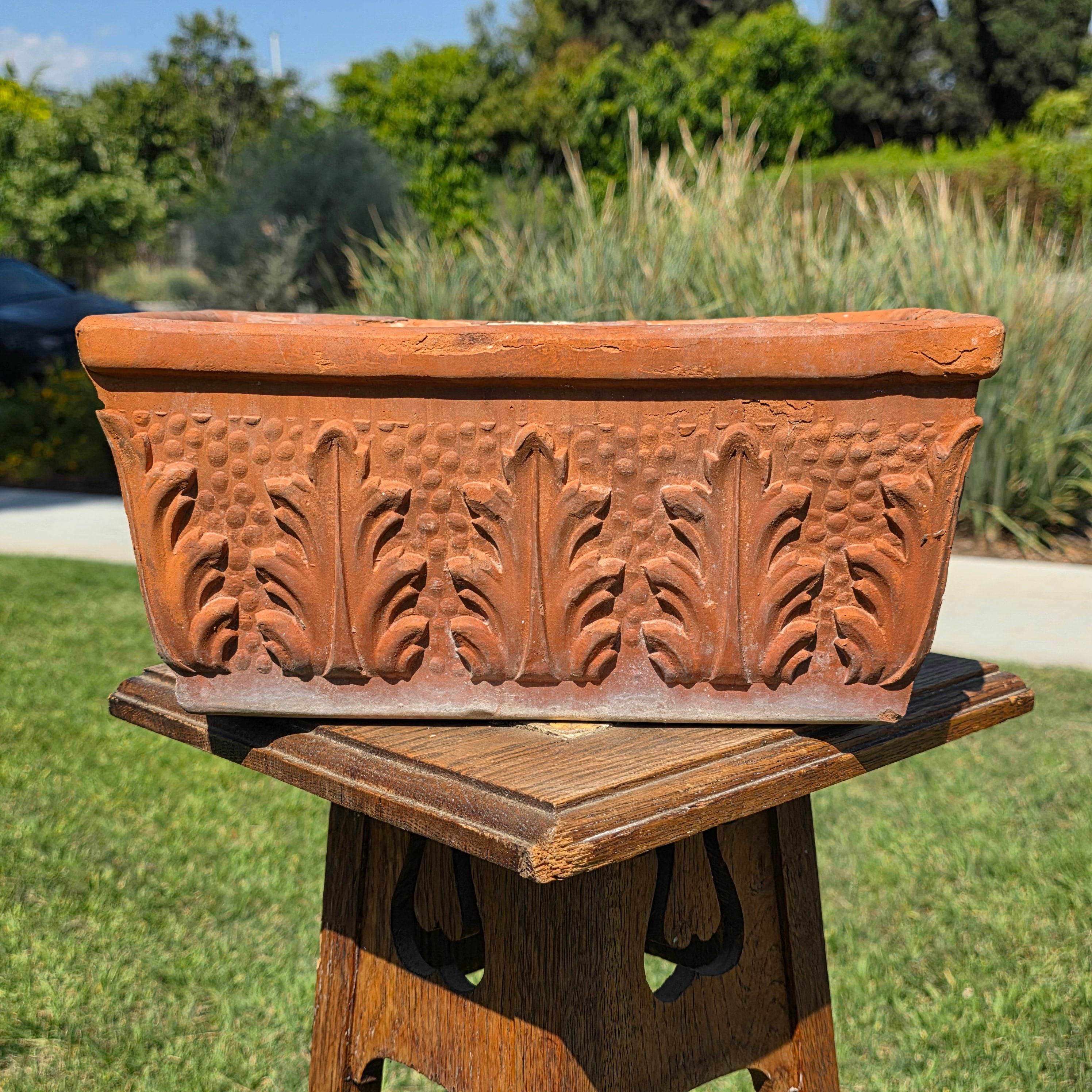 Vintage Vaserie Trevigiane Italy Terracotta Planter Acanthus Leaf Box 12"
