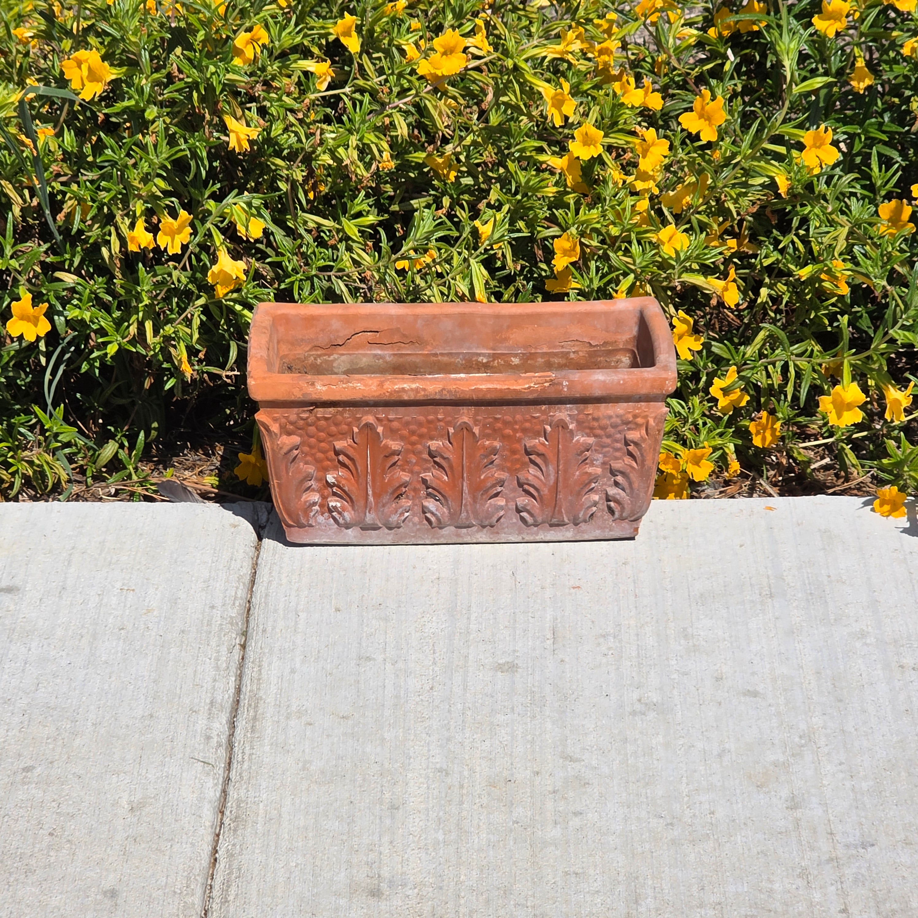Vintage Vaserie Trevigiane Italy Terracotta Planter Acanthus Leaf Box 12"