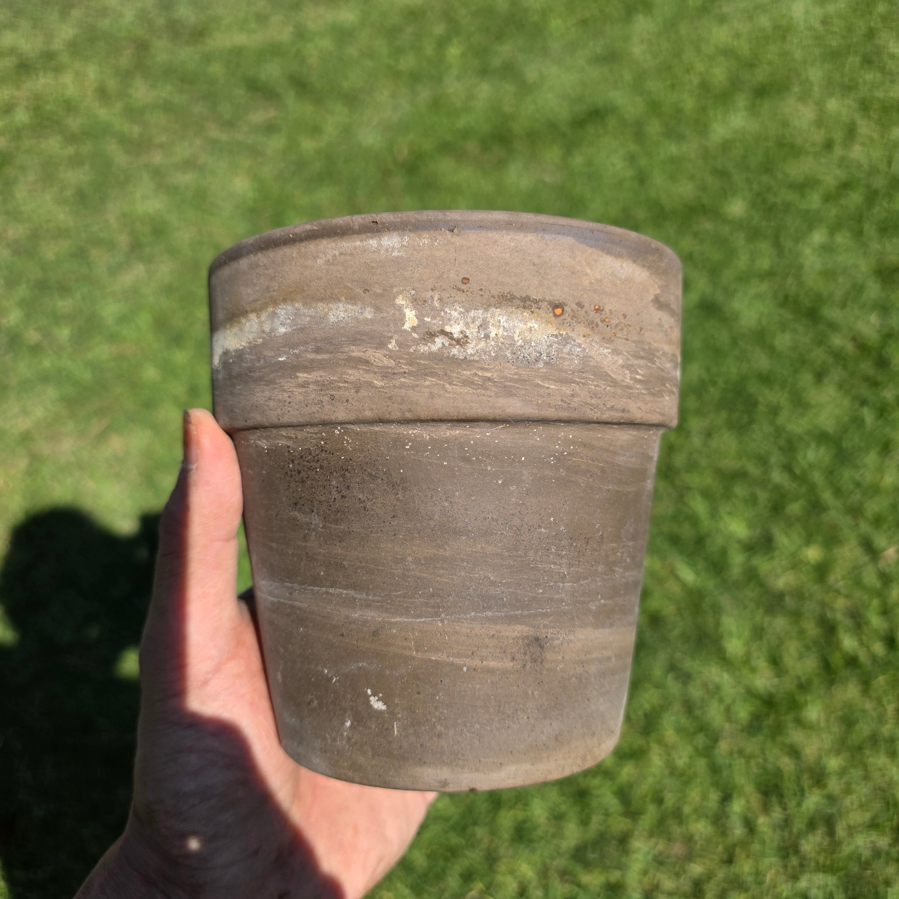 Vintage Basalt Clay Planter 5" Marbled Agateware Studio Pottery Flower Pot Brown