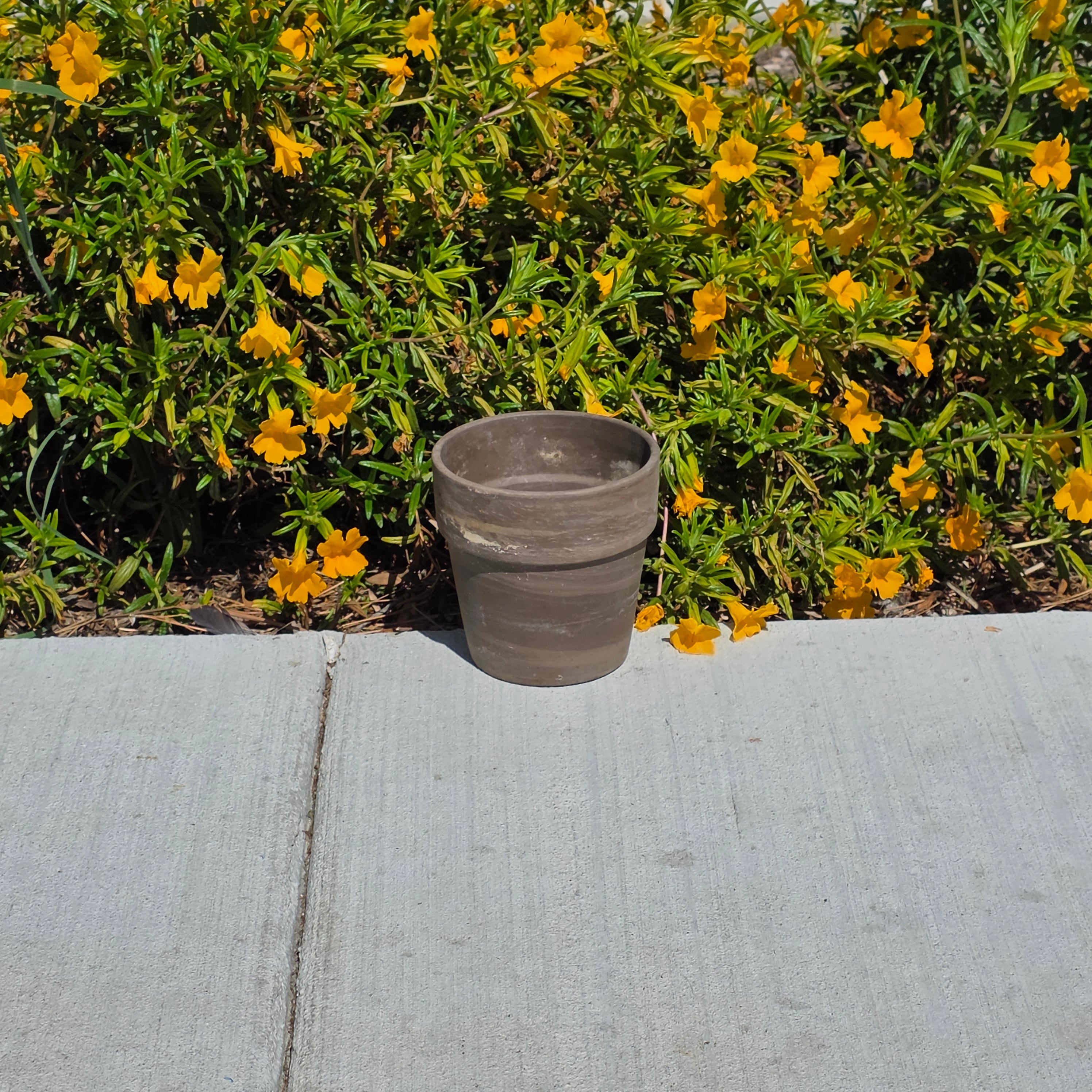 Vintage Basalt Clay Planter 5" Marbled Agateware Studio Pottery Flower Pot Brown