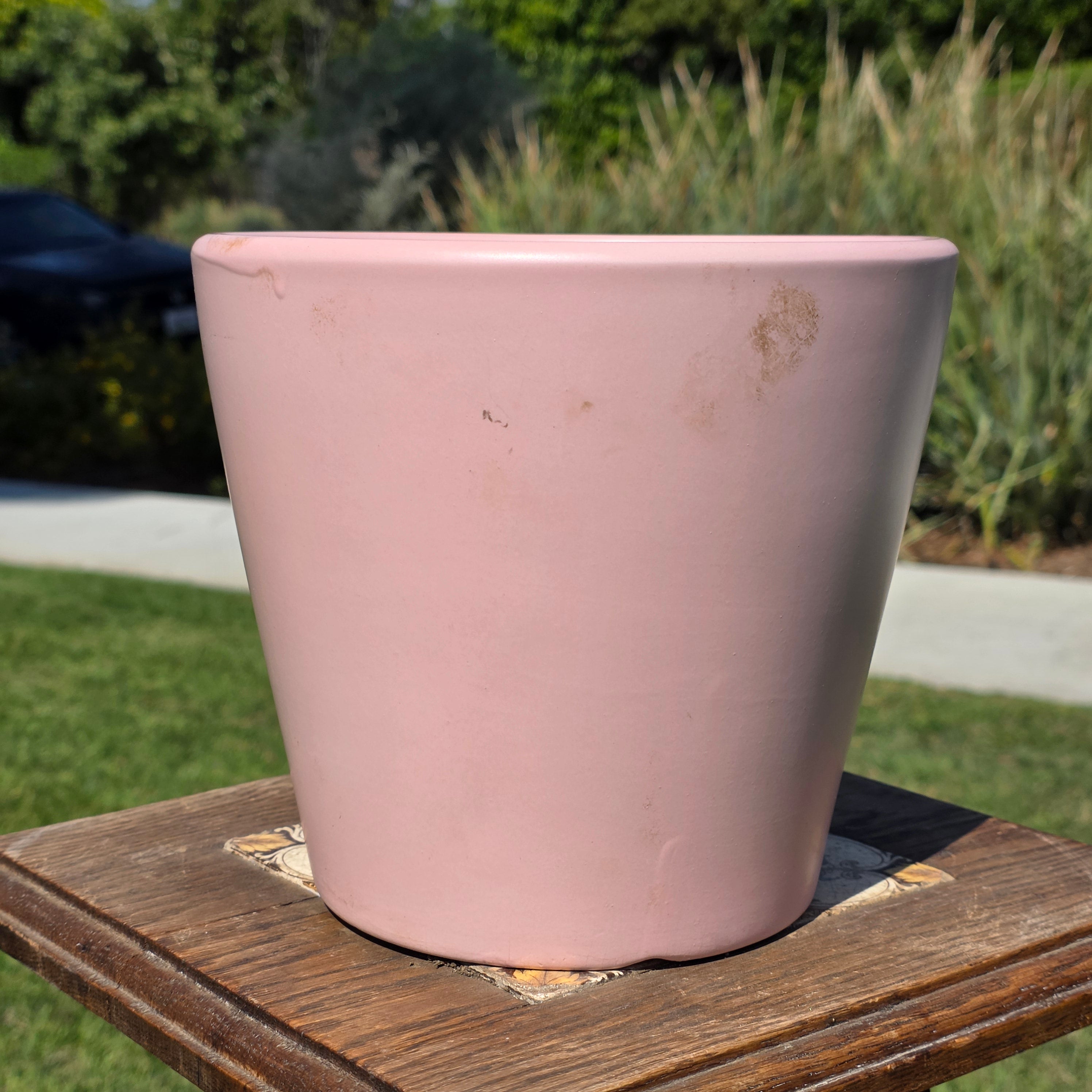 Vintage Pink Ceramic Planter Pot Mid Century Modern Minimalist China 8" Pastel