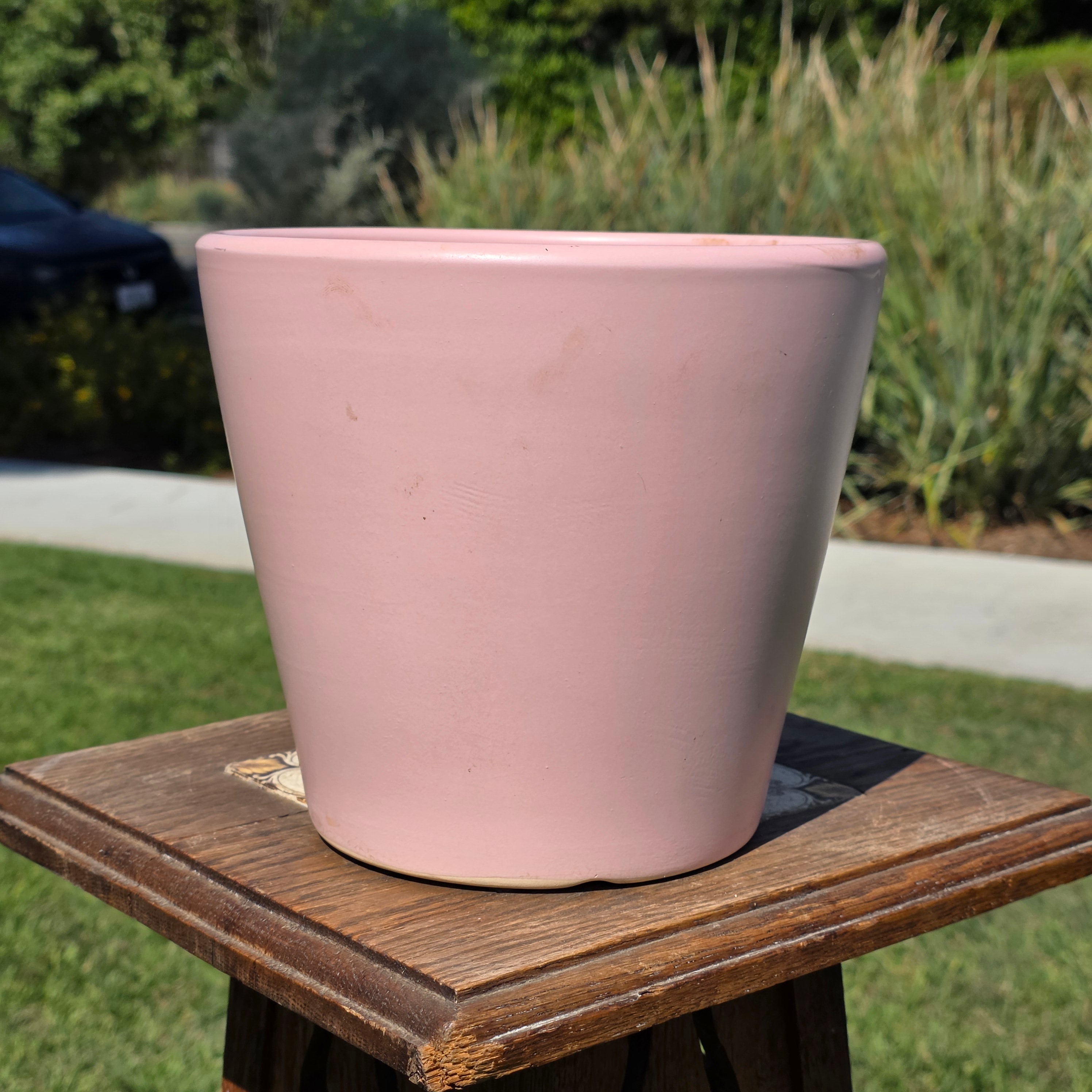 Vintage Pink Ceramic Planter Pot Mid Century Modern Minimalist China 8" Pastel